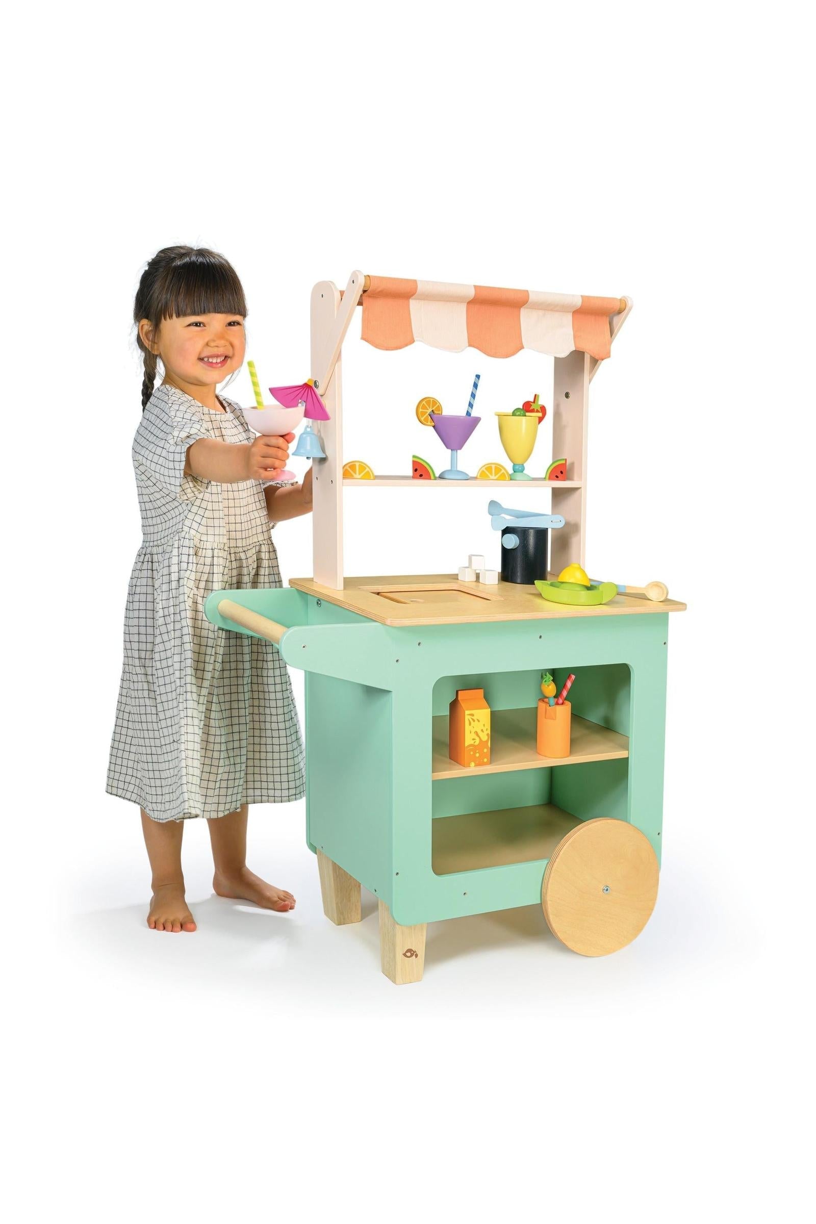 Wooden Mocktail Drinks Trolley for Pretend Play