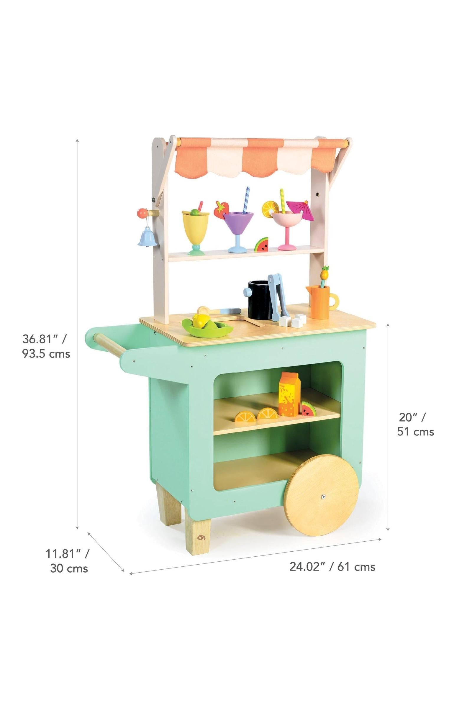 Wooden Mocktail Drinks Trolley for Pretend Play