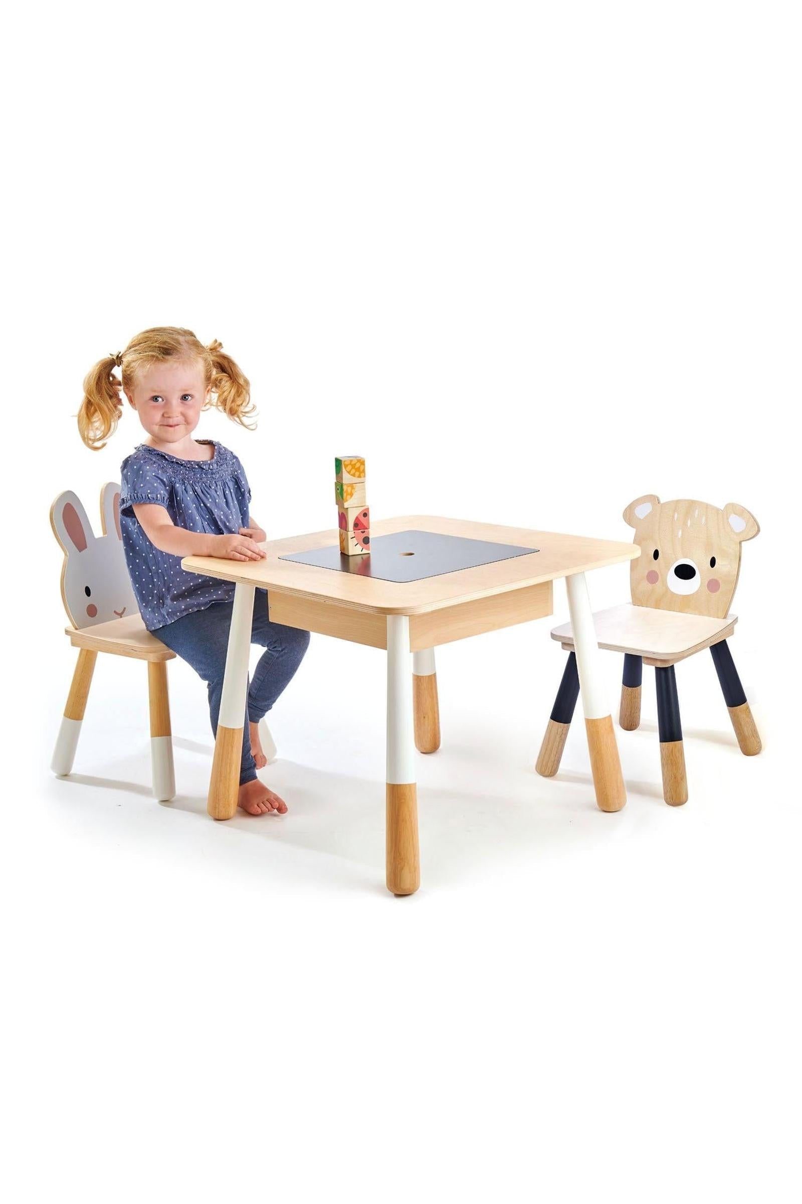 Forest Table & Animal Chair Set with Chalkboard Storage, Toddler Furniture