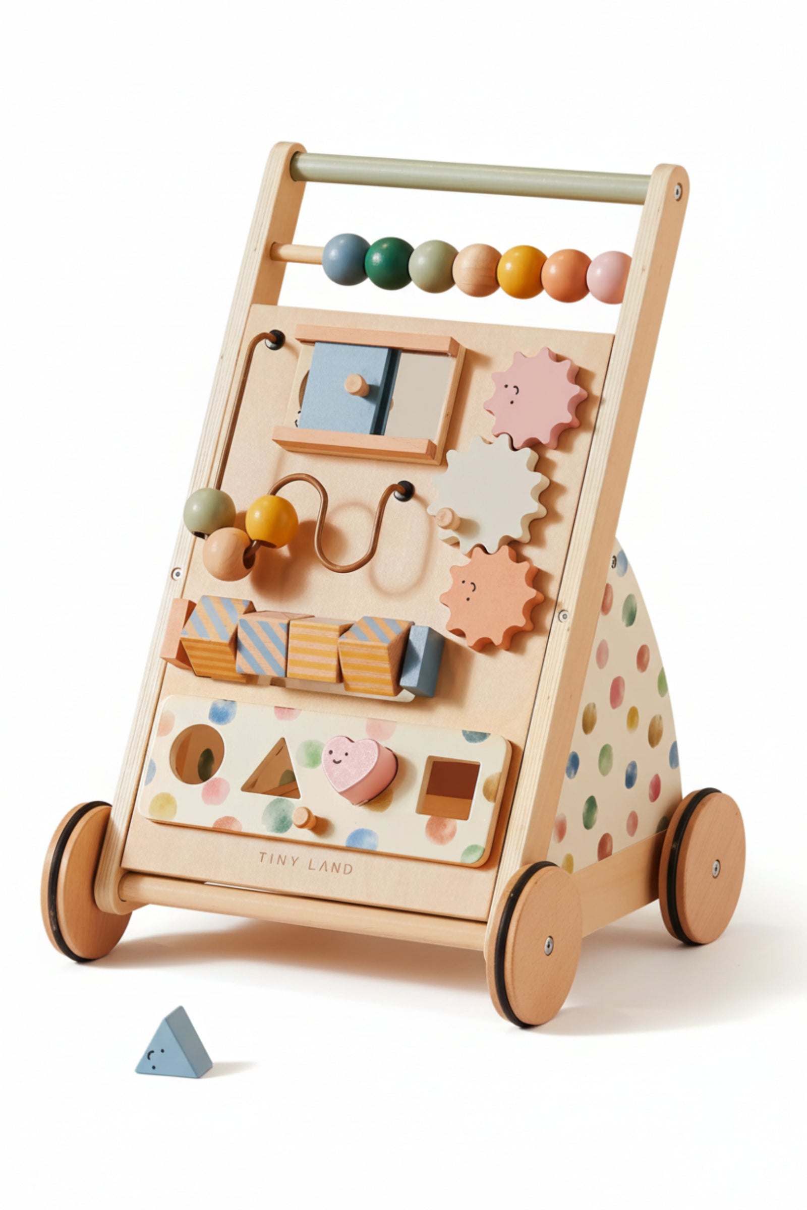 Versatile Natural Wooden Baby Walker, Montessori Development Toy, Toddlers