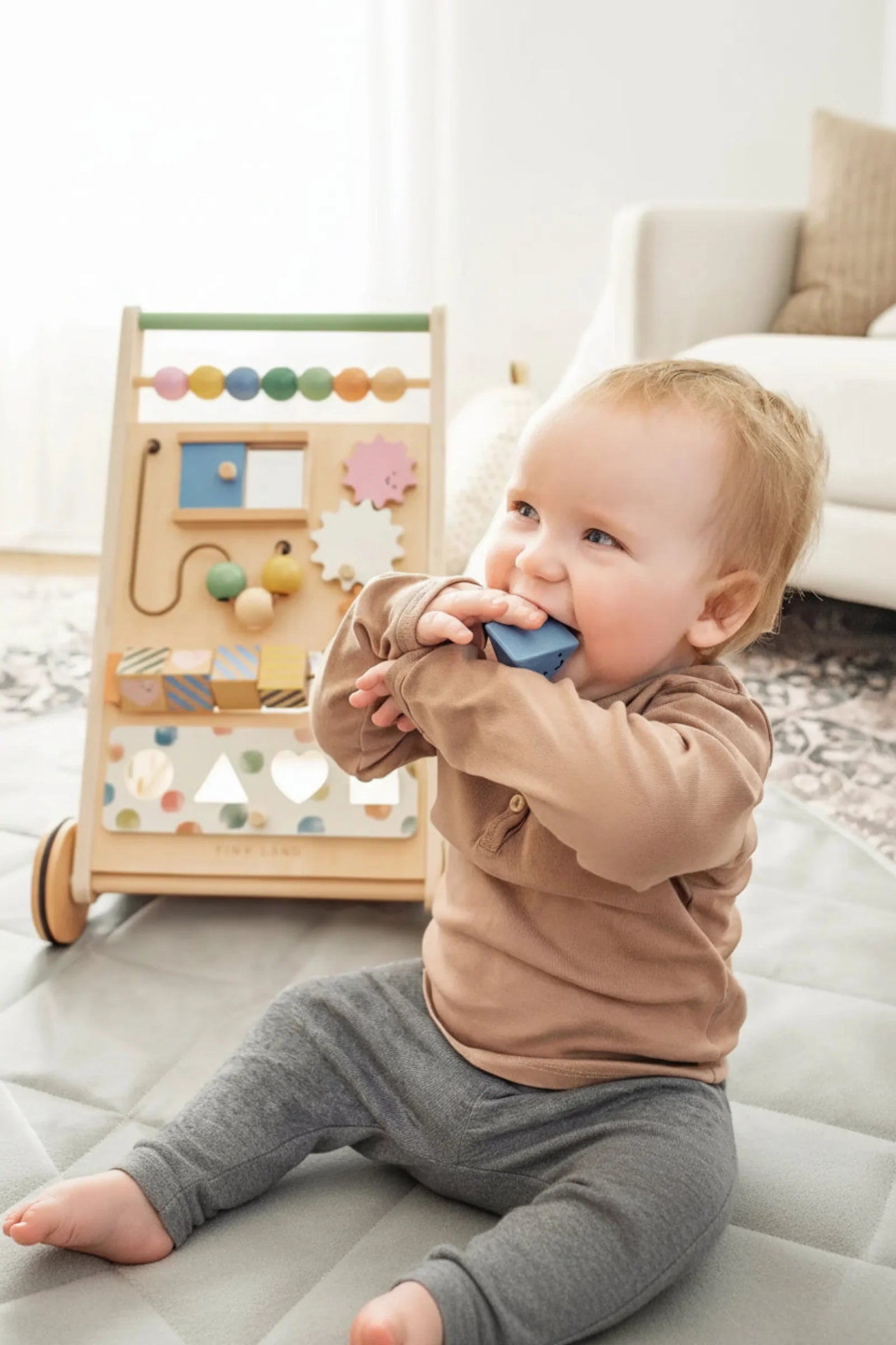 Wooden Baby Walker & Activity Cube Playset, Montessori Development Toy Set, Toddlers