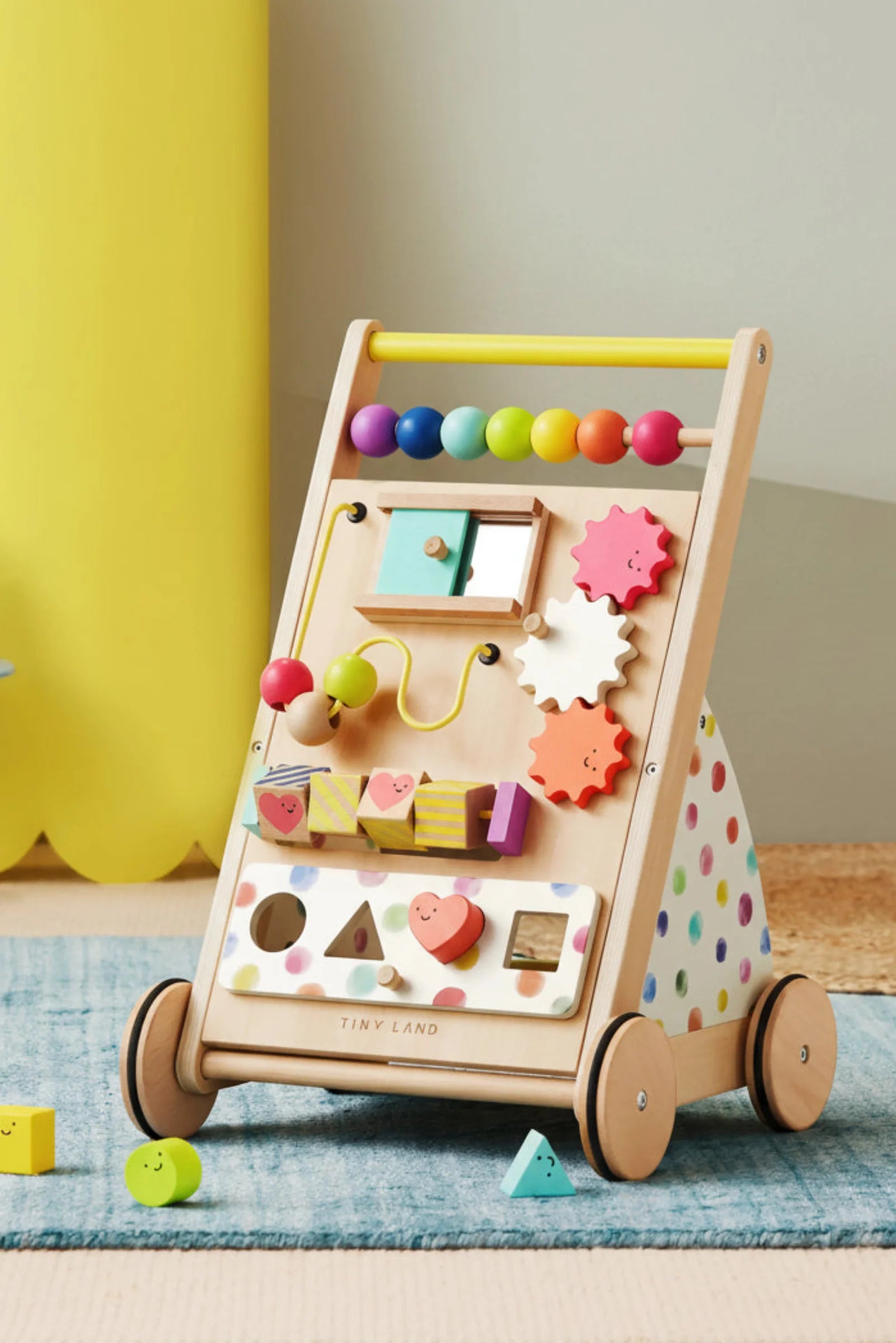 Rainbow Wooden Baby Walker, Montessori Development Toy, Toddlers