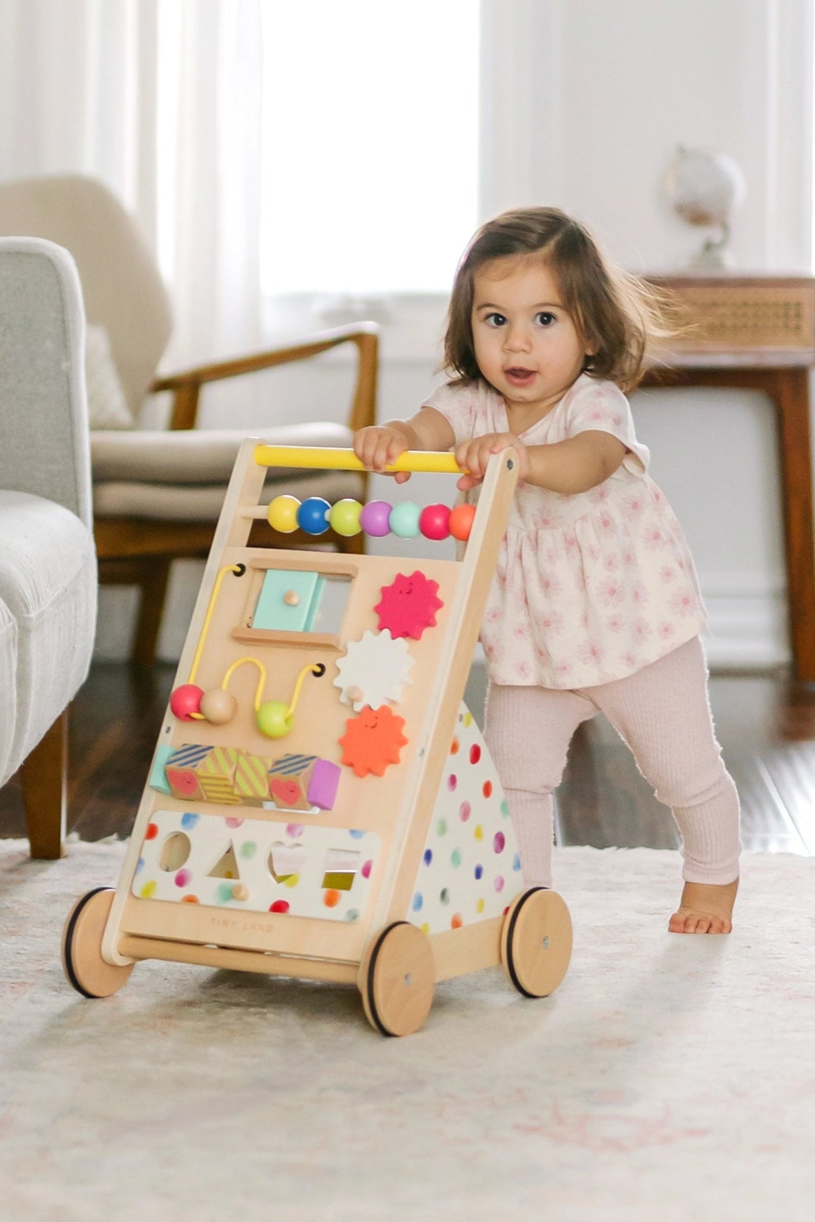 Rainbow Wooden Baby Walker, Montessori Development Toy, Toddlers