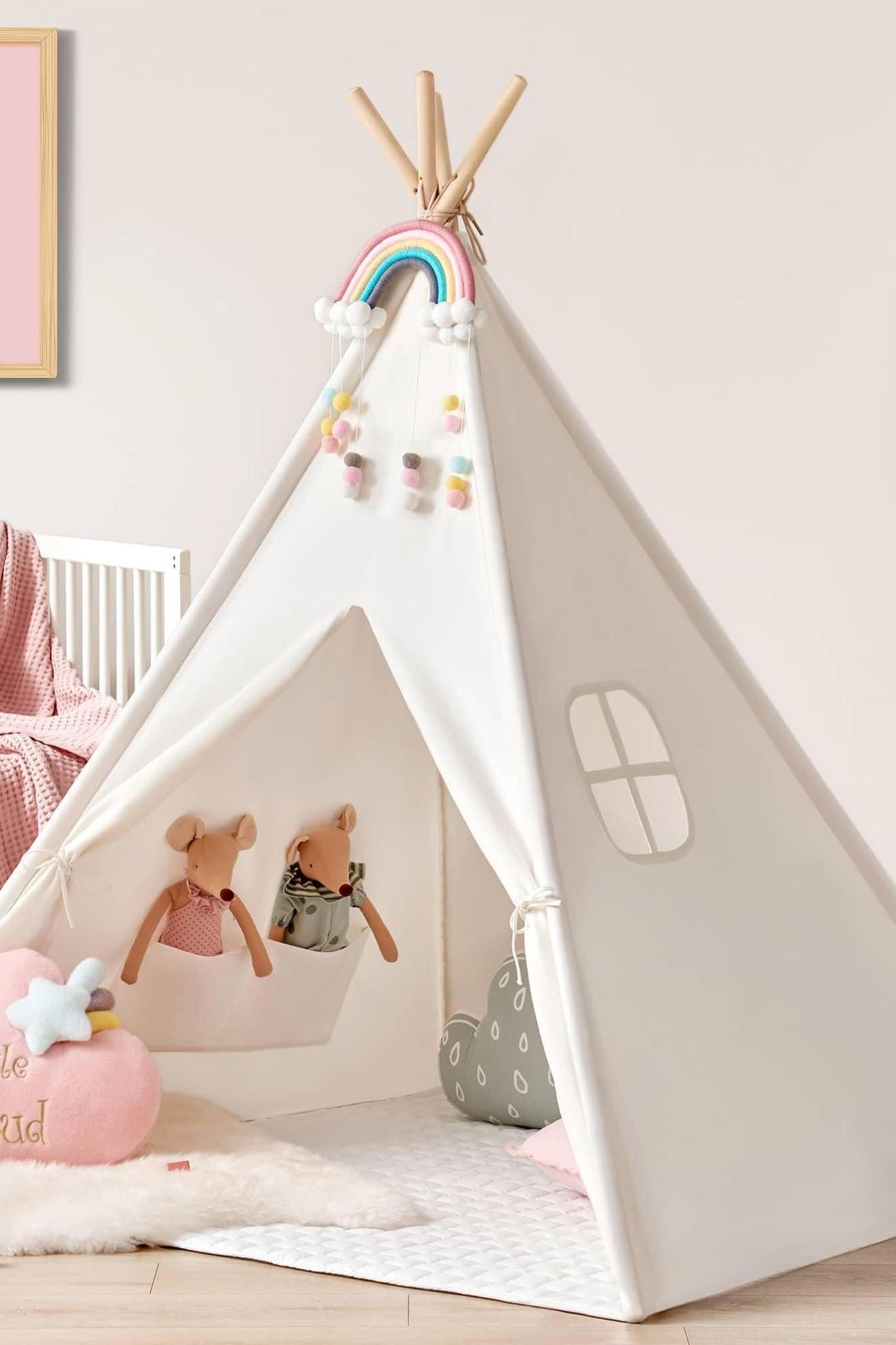 Teepee Tent for Kids with Mat – Indoor Play Tent with Floor Mat