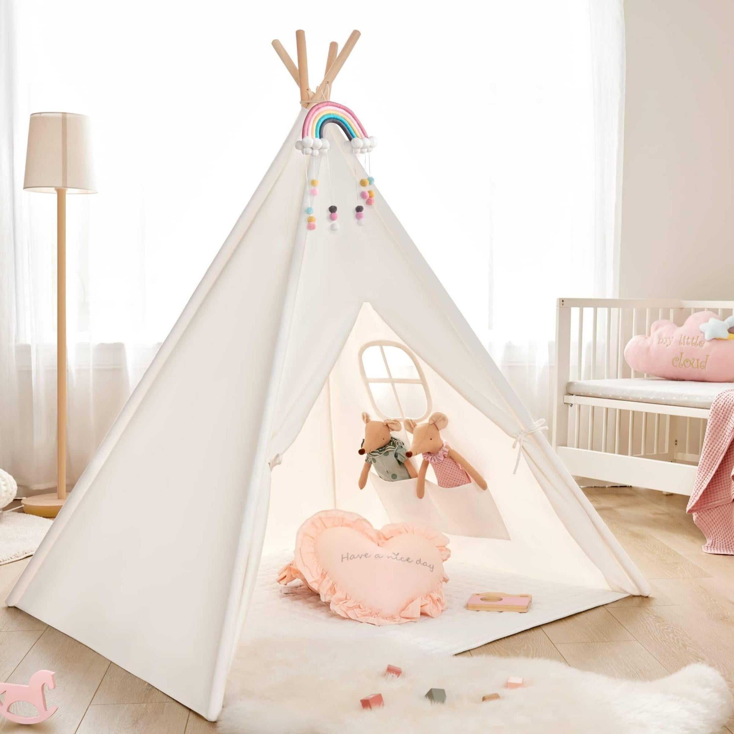 Teepee Tent for Kids with Mat – Indoor Play Tent with Floor Mat