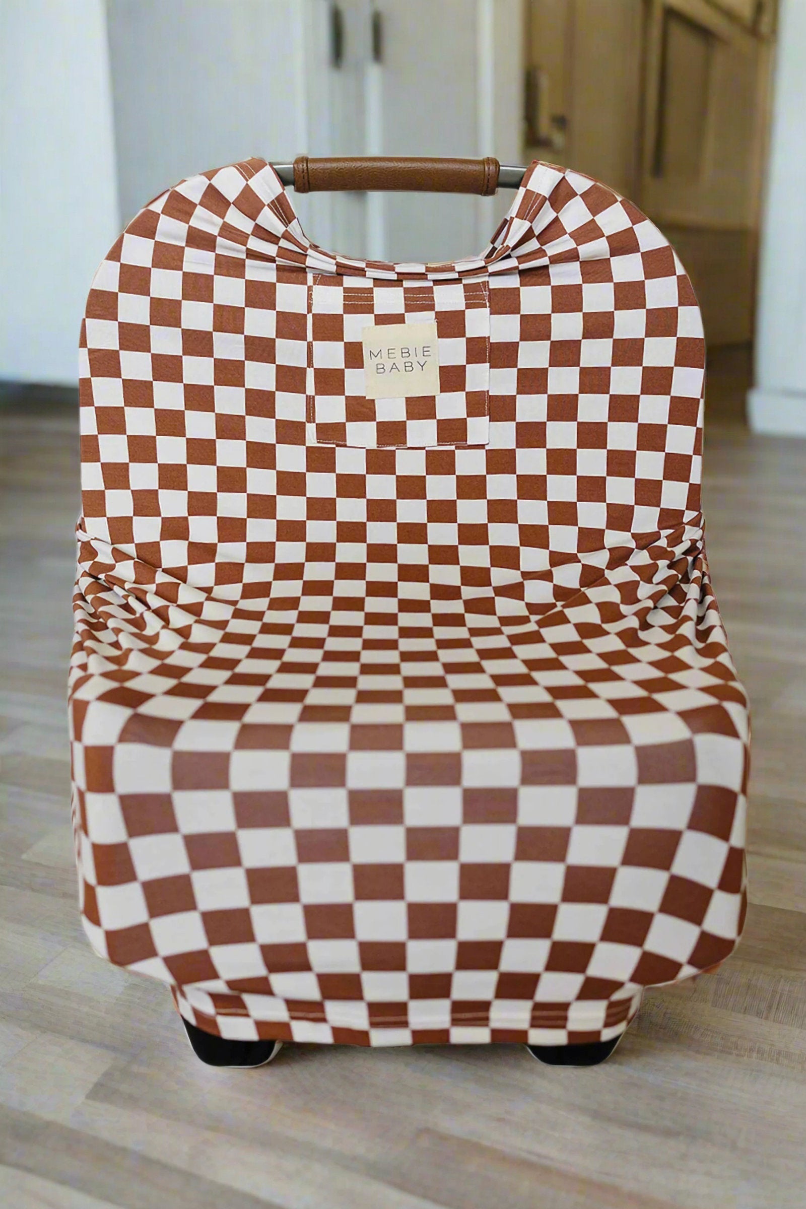 Rust Checkered Multi-Use, Bamboo, Car Seat & Nursing Cover, Gender Neutral, Baby