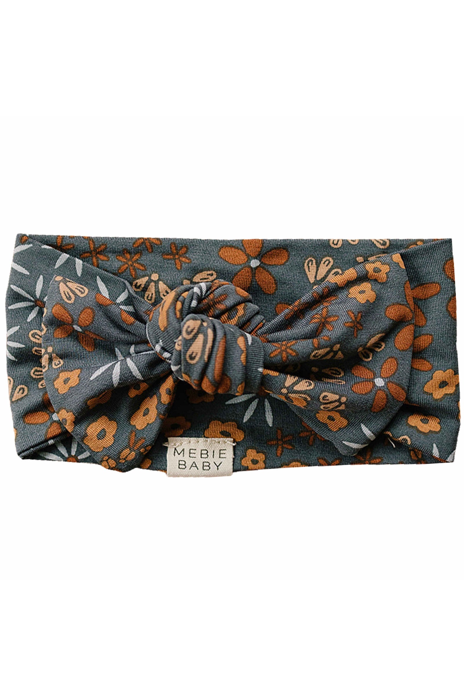 Baby Girl Navy Floral Head Wrap, Bamboo, Baby