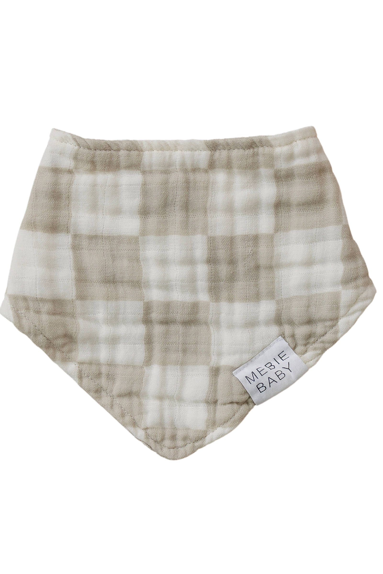 Taupe Checkered Muslin Bib, 100% Cotton, Baby Essentials