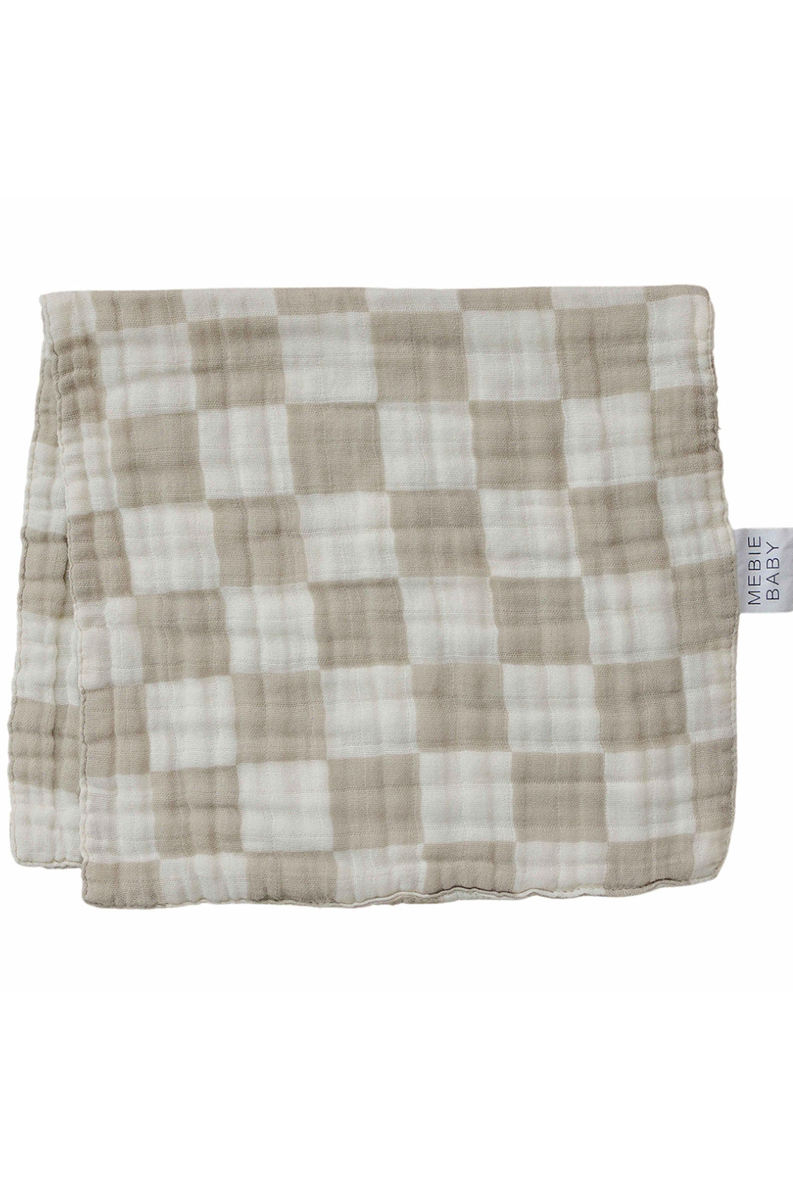 Taupe Checkered Muslin Burp Cloth, 100% Cotton, Baby Essentials