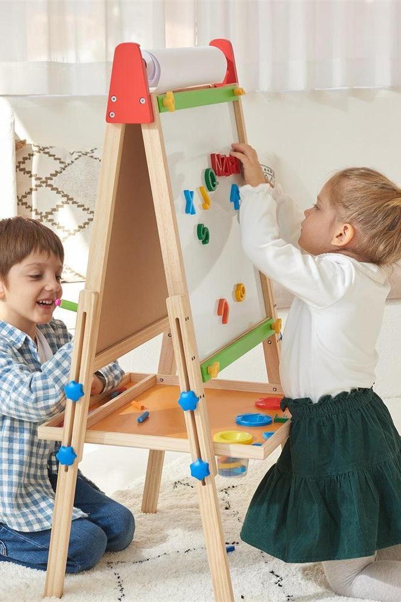 3-in-1 Art Easel, for Kids, Chalk Board, Magnetic Whiteboard, Art Paper Holder