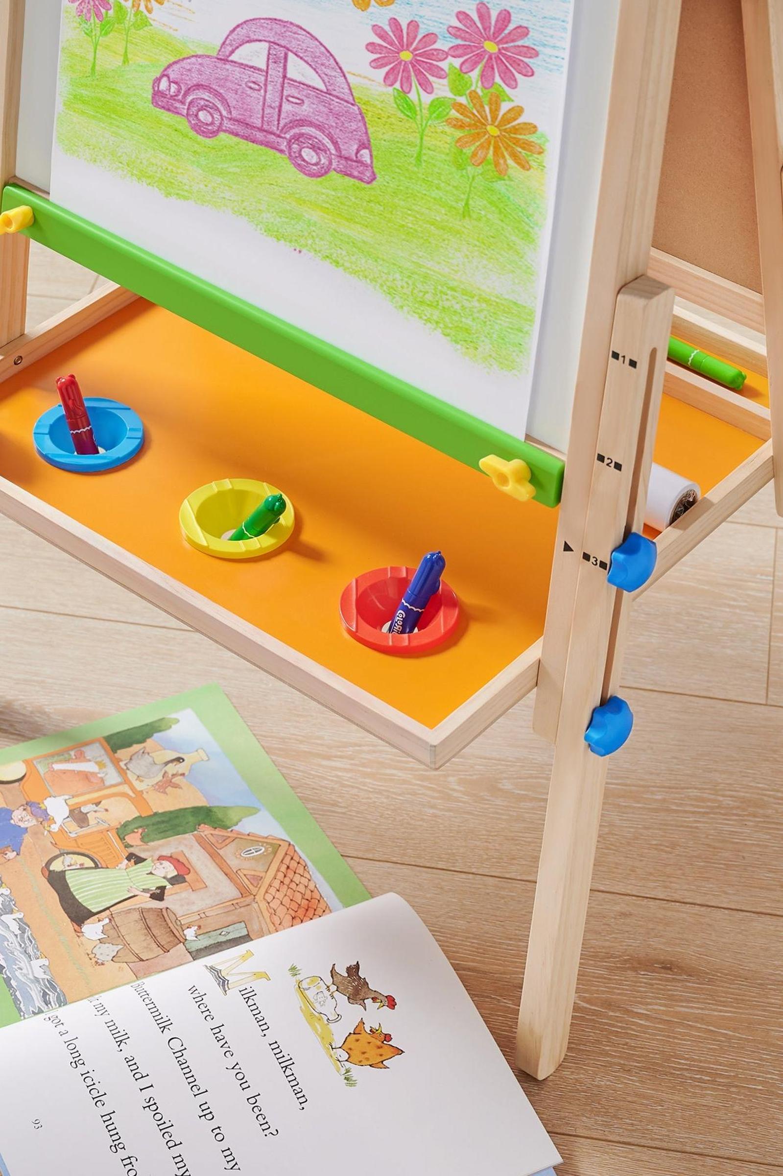 3-in-1 Art Easel, for Kids, Chalk Board, Magnetic Whiteboard, Art Paper Holder