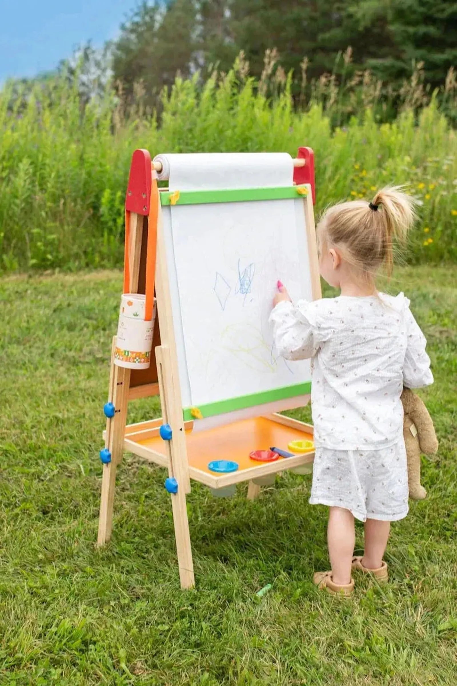3-in-1 Art Easel, for Kids, Chalk Board, Magnetic Whiteboard, Art Paper Holder