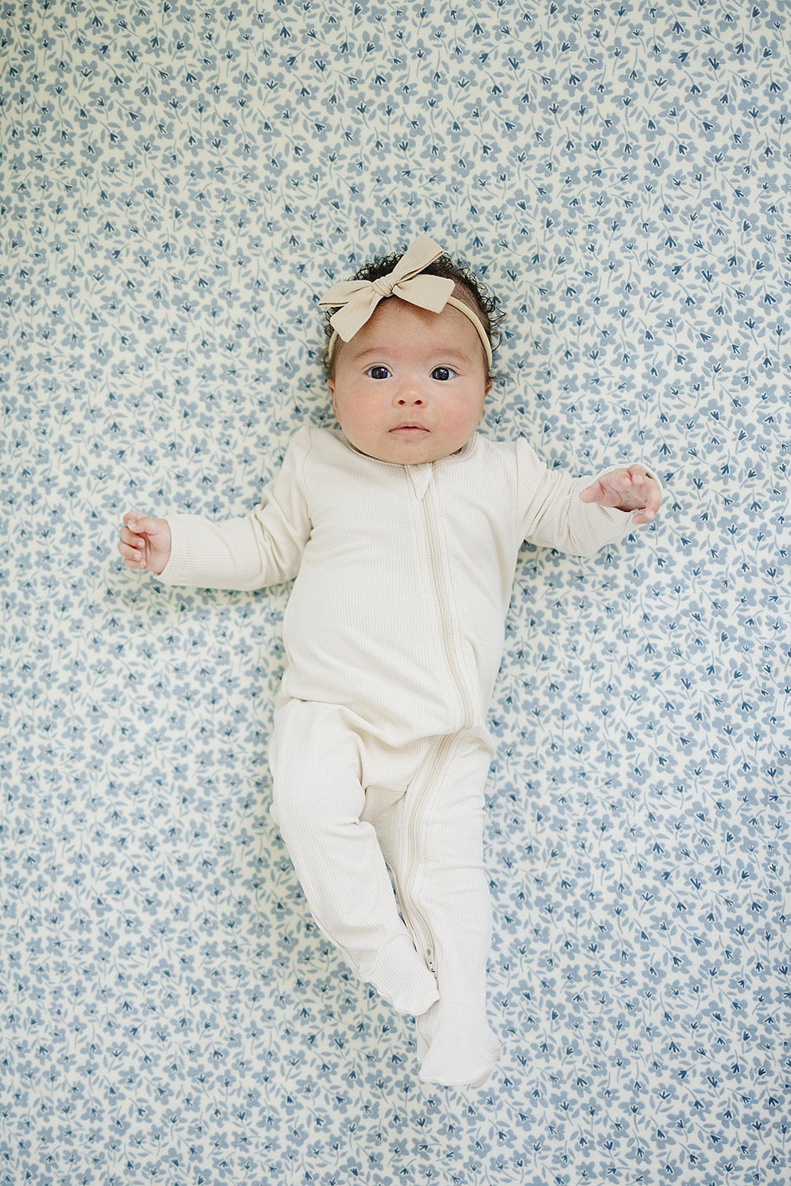 Blue Blossom Muslin Crib Sheet, 100% Cotton, Baby Essentials