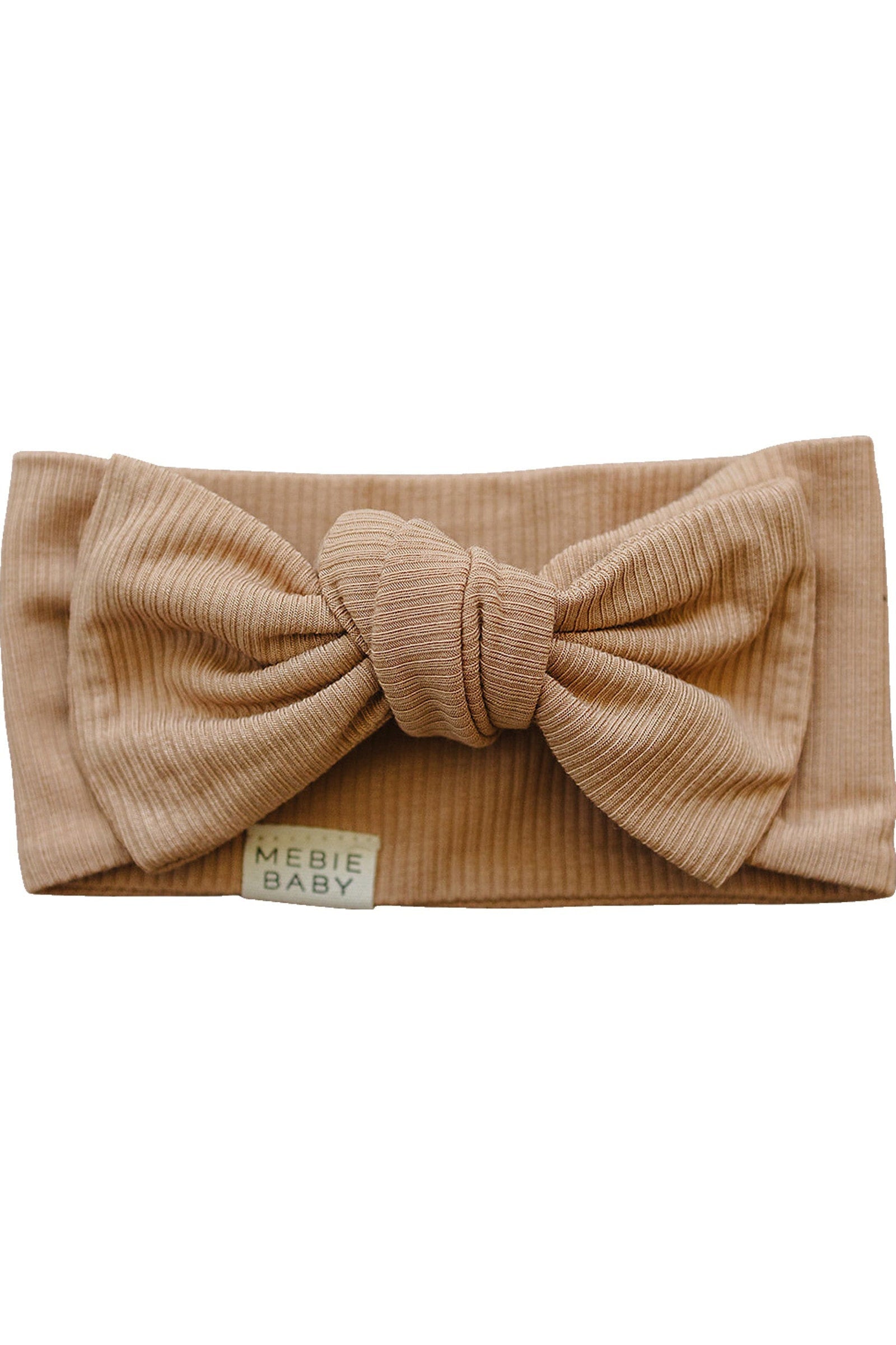 Baby Girl Latte Ribbed Head Wrap, Bamboo, Baby