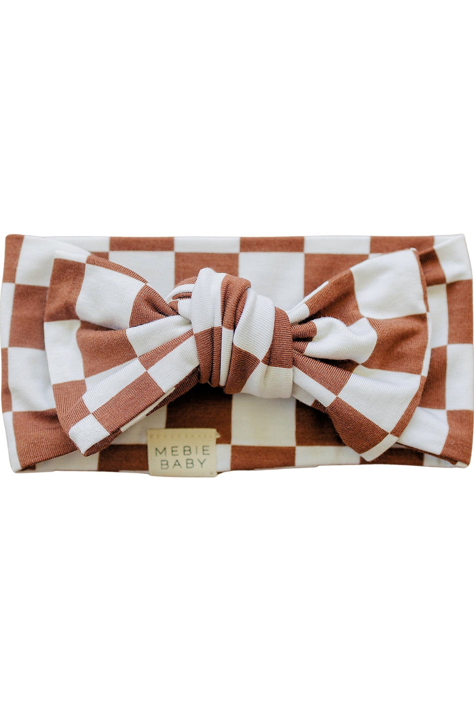 Rust Checkered Head Wrap, Bamboo, Baby