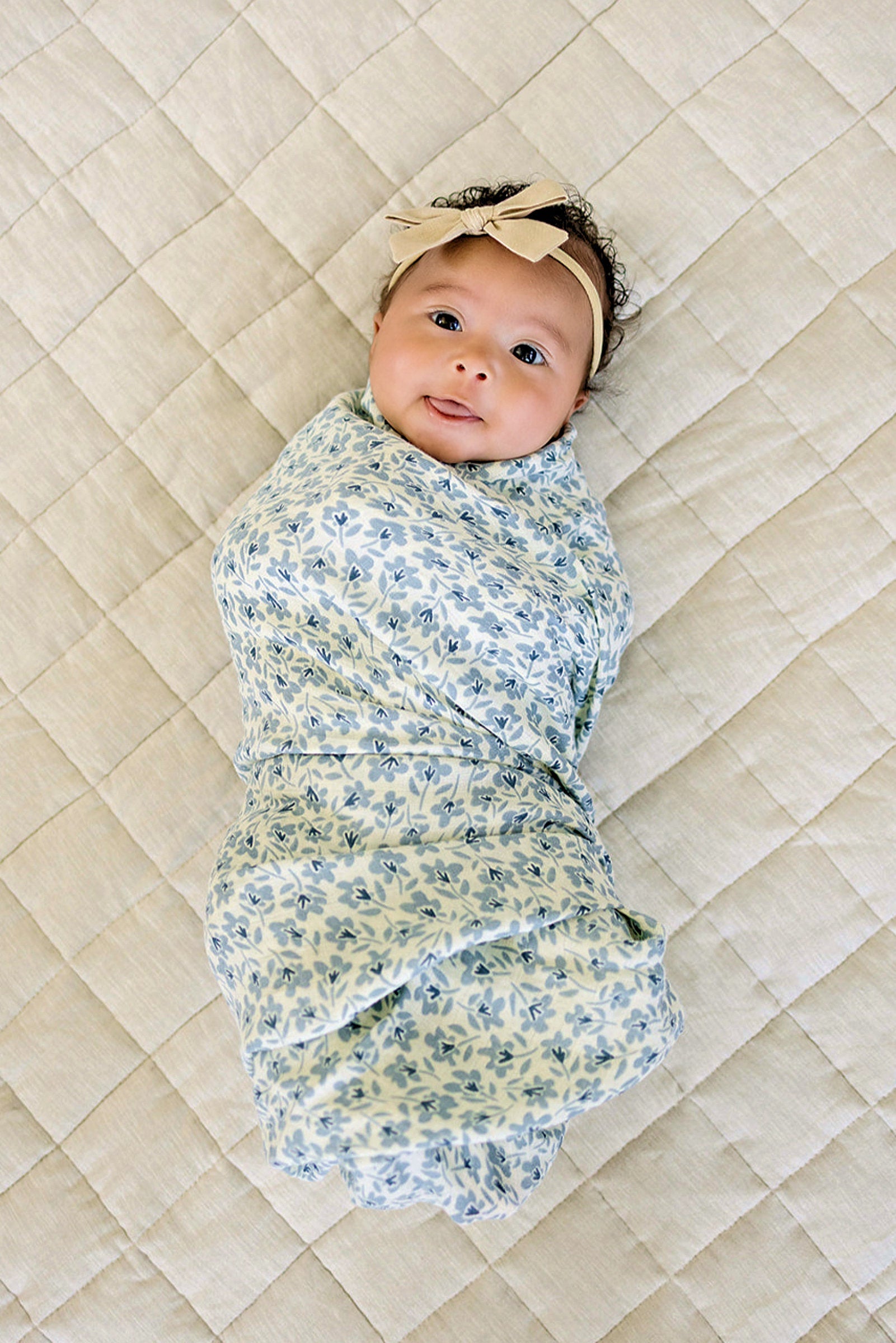 Blue Blossom Muslin Swaddle Blanket, 100% Cotton, Modern, Baby