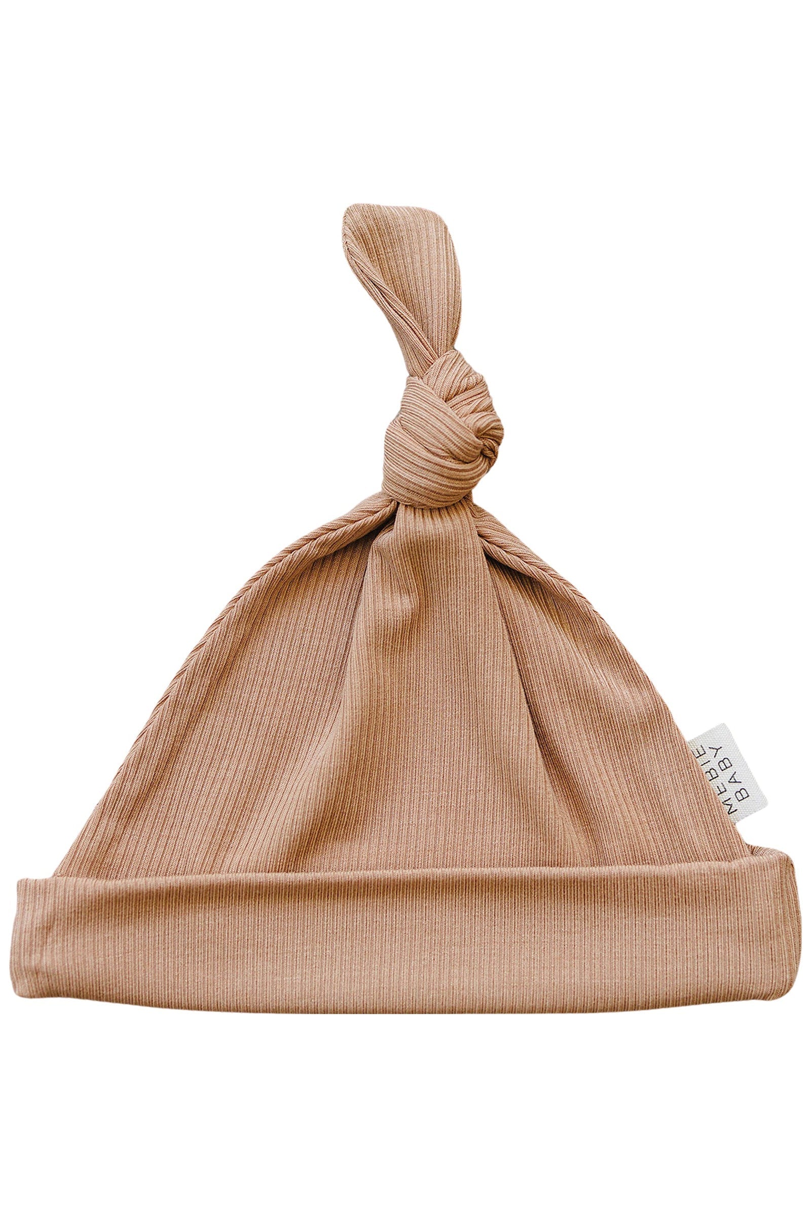 Latte Ribbed Newborn Knot Hat, Bamboo, Newborn, Baby Essentials