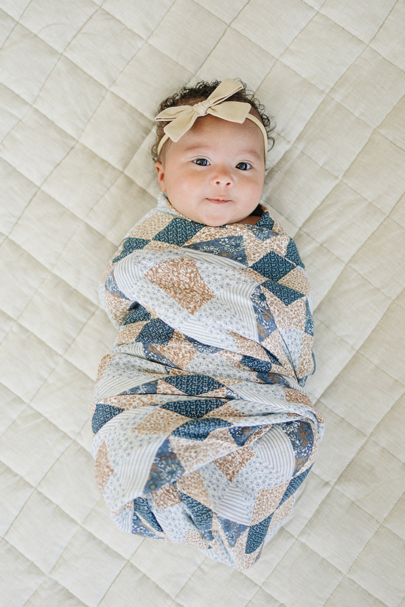 Patchwork Print Muslin Swaddle Blanket, 100% Cotton, Baby Essentials, Neutral Colors