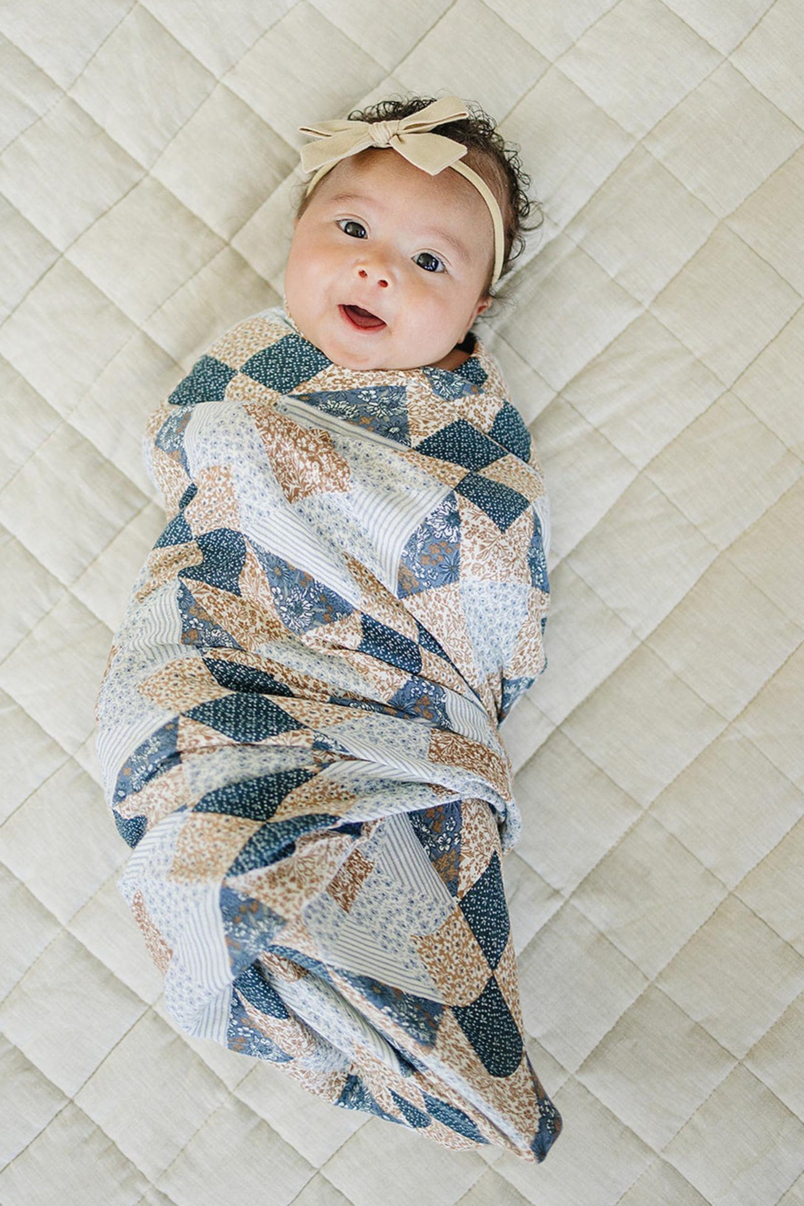 Patchwork Print Muslin Swaddle Blanket, 100% Cotton, Baby Essentials, Neutral Colors