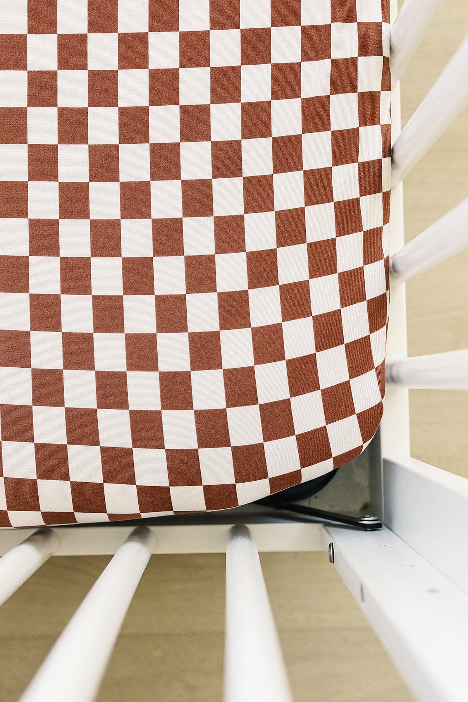 Rust Checkered Stretch Crib Sheet, Bamboo, Baby Essentials