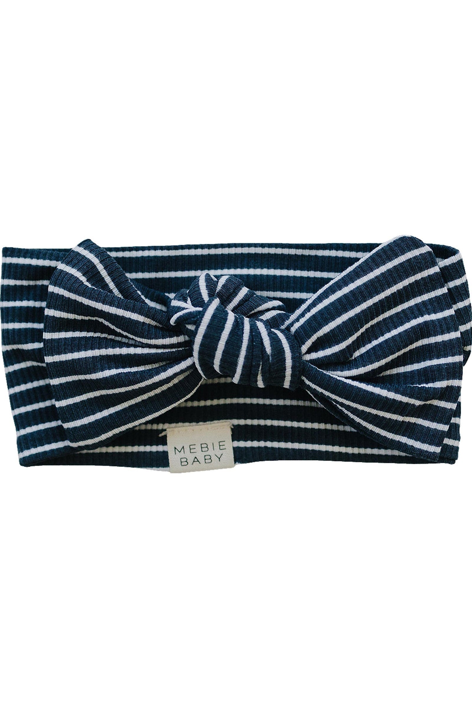 Navy Stripes Ribbed Head Wrap, Bamboo, Baby