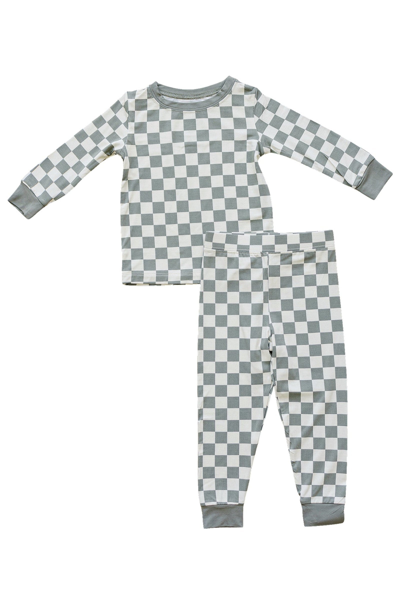 Light Green Checkered Cozy Pajama Set, Bamboo, Baby Essentials, Gender Neutral