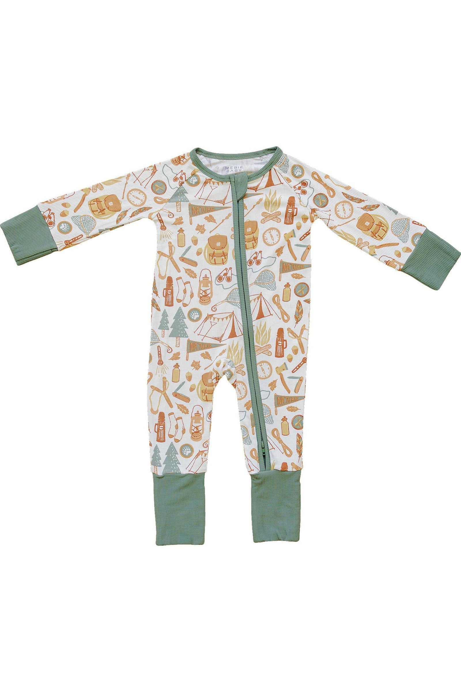 Camping Trip Ribbed Zipper Pajama, Bamboo, Baby Essentials