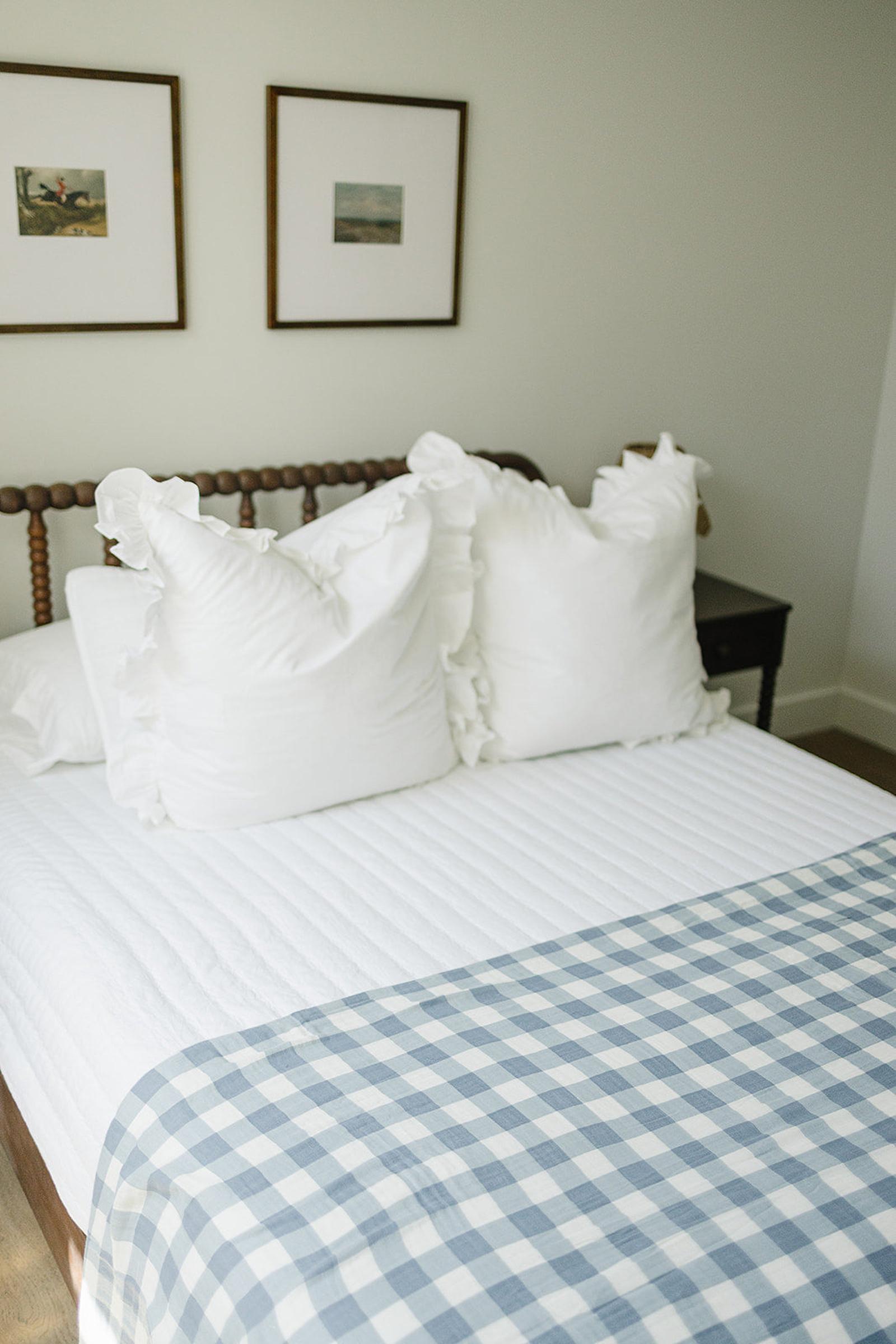 Dusty Blue Gingham Twin Muslin Quilt, 100% Cotton, Stylish, Gender Neutral, Baby