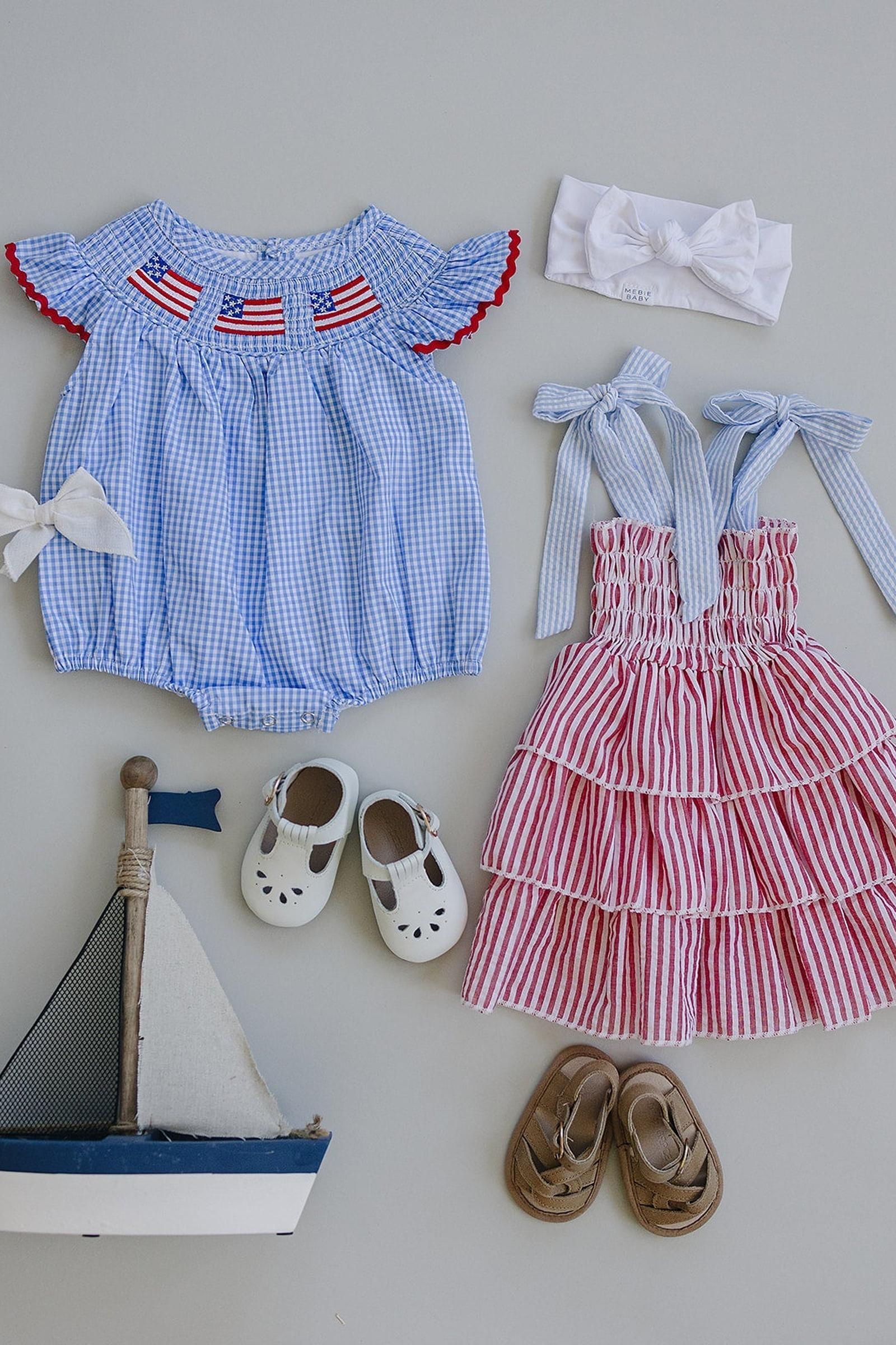 Patriotic Red Stripe Ruffle Dress, Cotton, Baby, Toddler & Kids