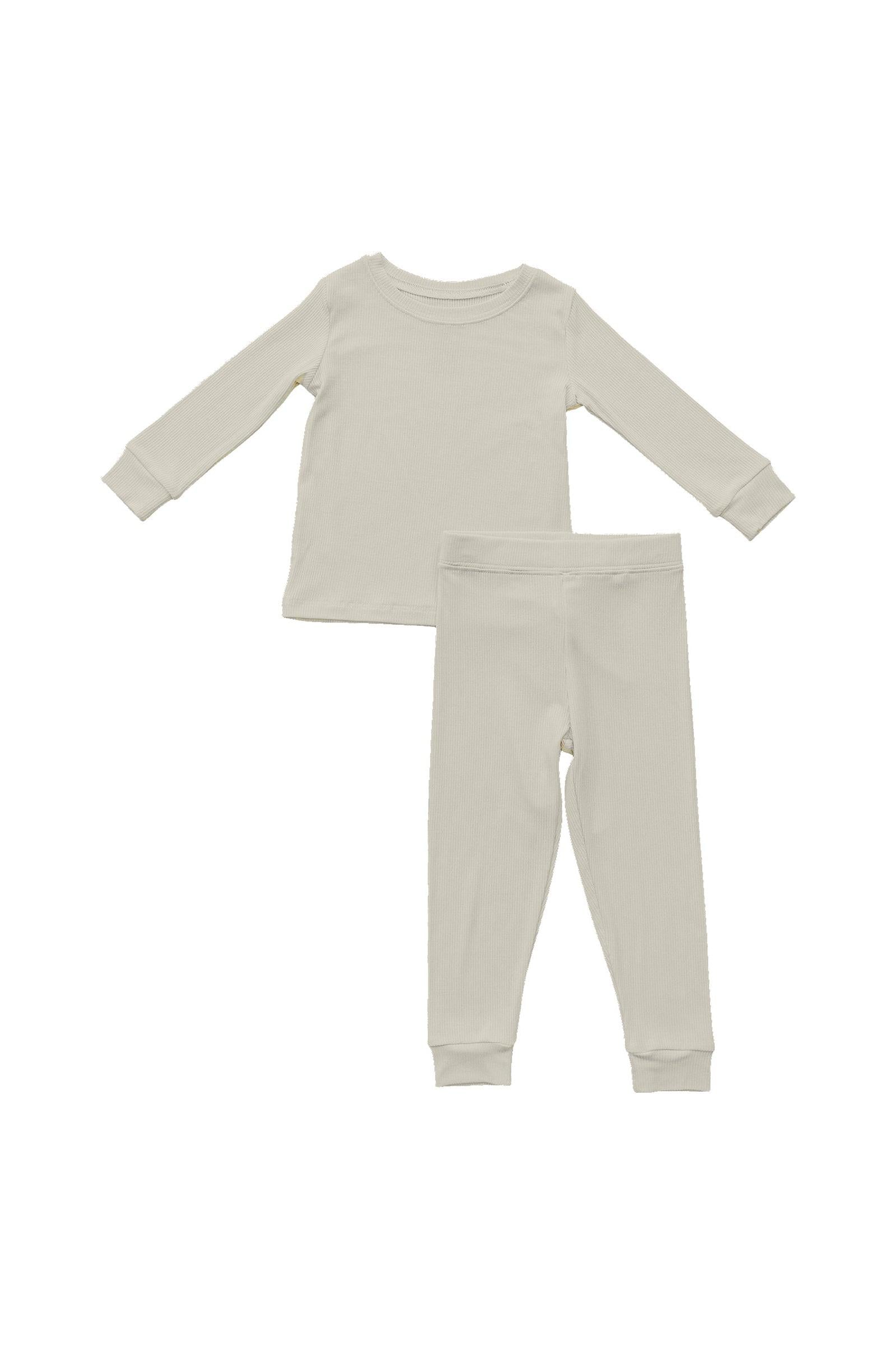 Cream Ribbed Cozy Pajama Set, Bamboo, Baby Essentials