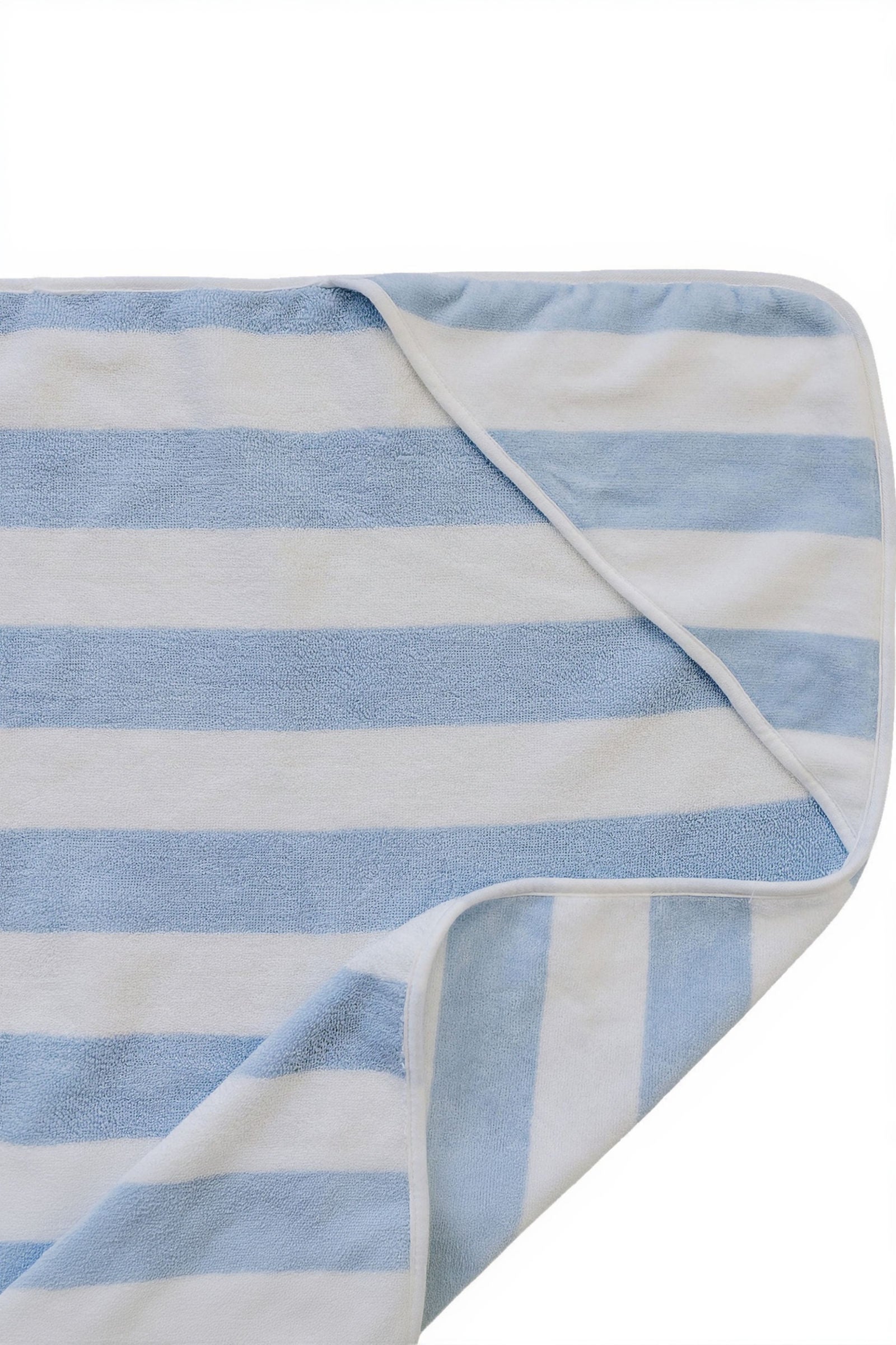 Seaside Stripe Cotton Hooded Towel, Light Blue & White