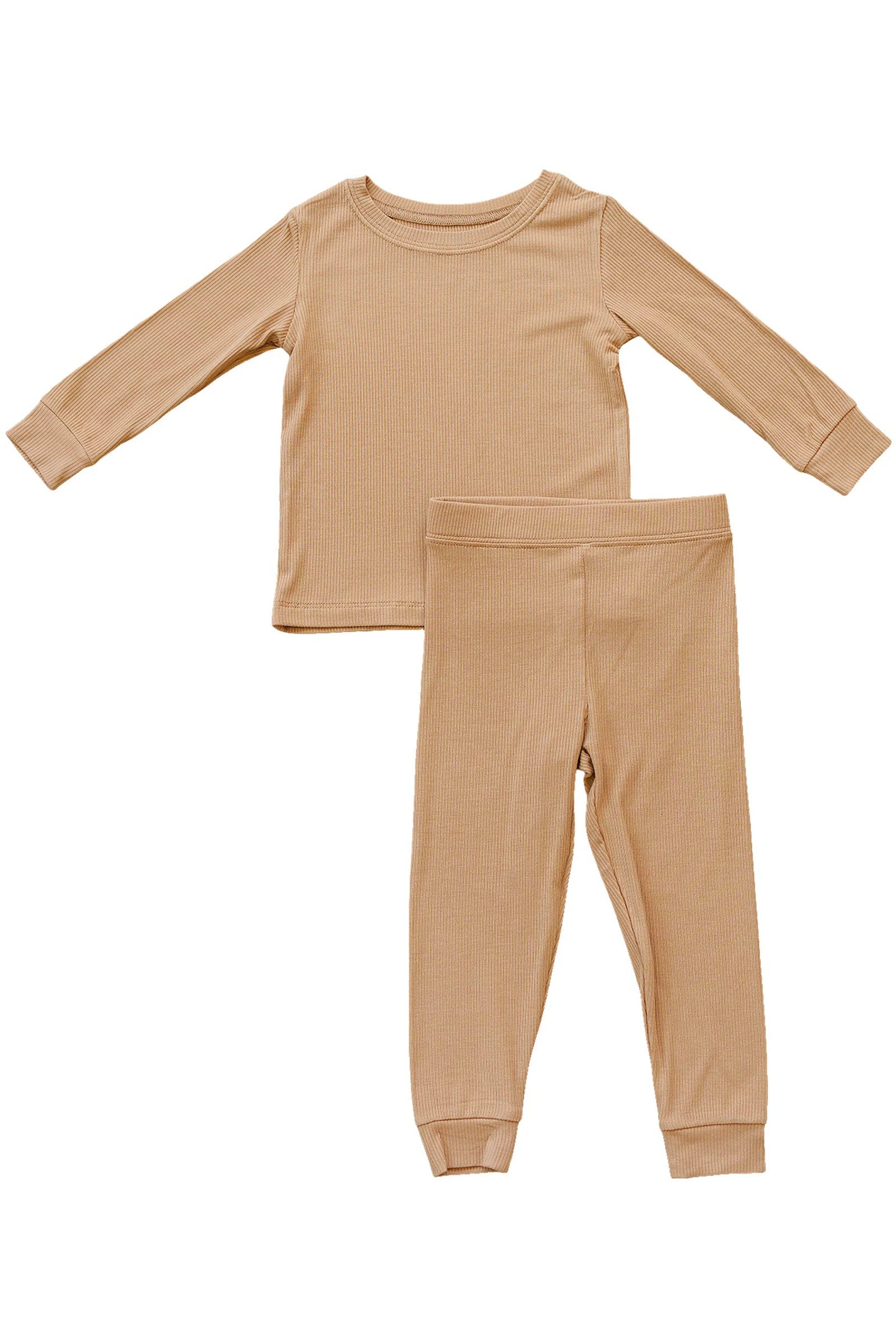 Latte Ribbed Cozy Pajama Set, Bamboo, Baby Essentials