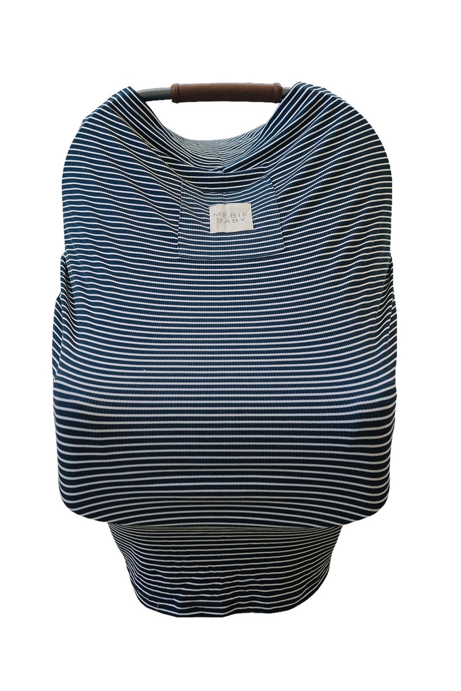Navy Stripes Ribbed Multi-Use, Bamboo, Car Seat & Nursing Cover, Gender Neutral, Baby