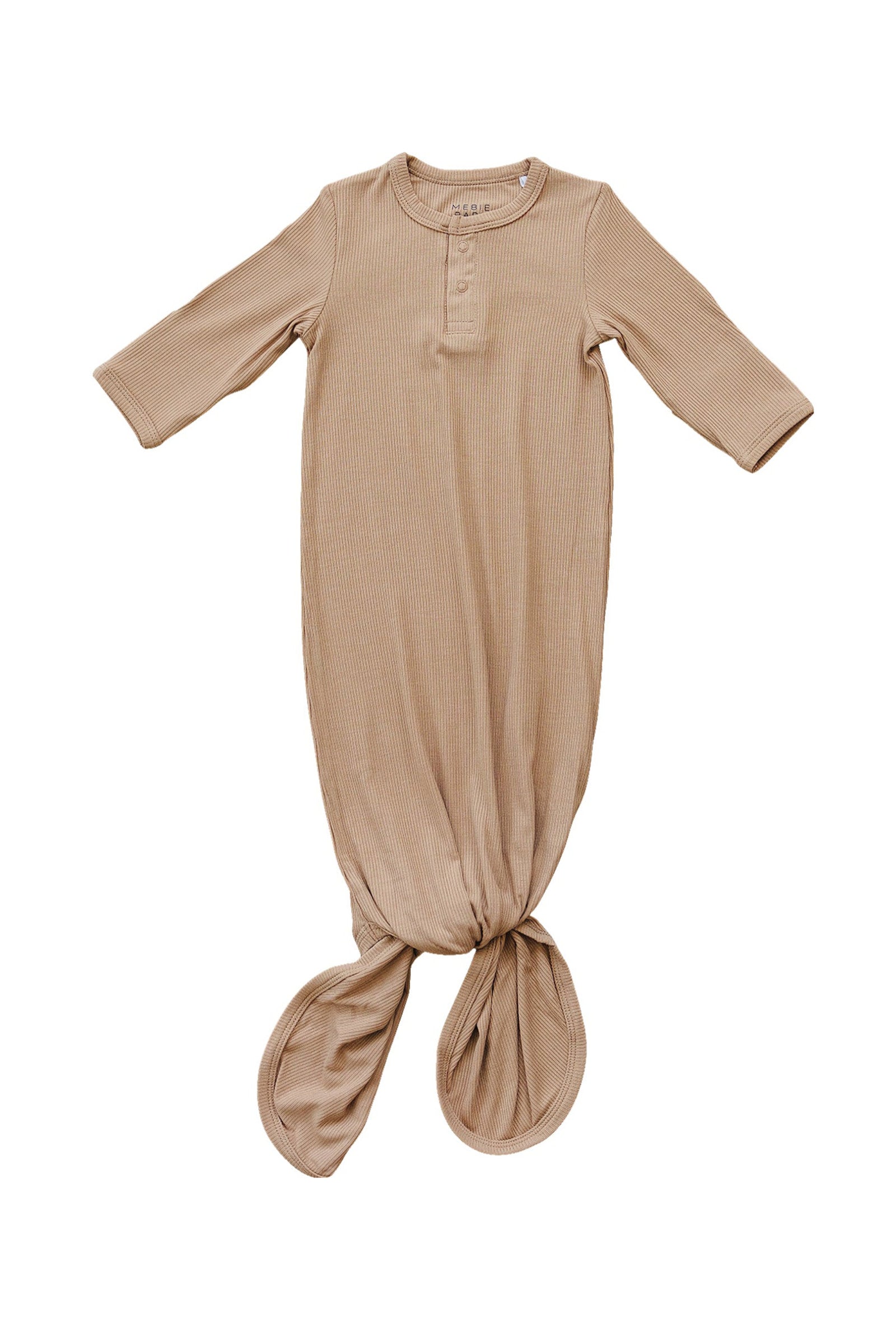 Latte Ribbed Knot Gown, Bamboo, Baby Essentials