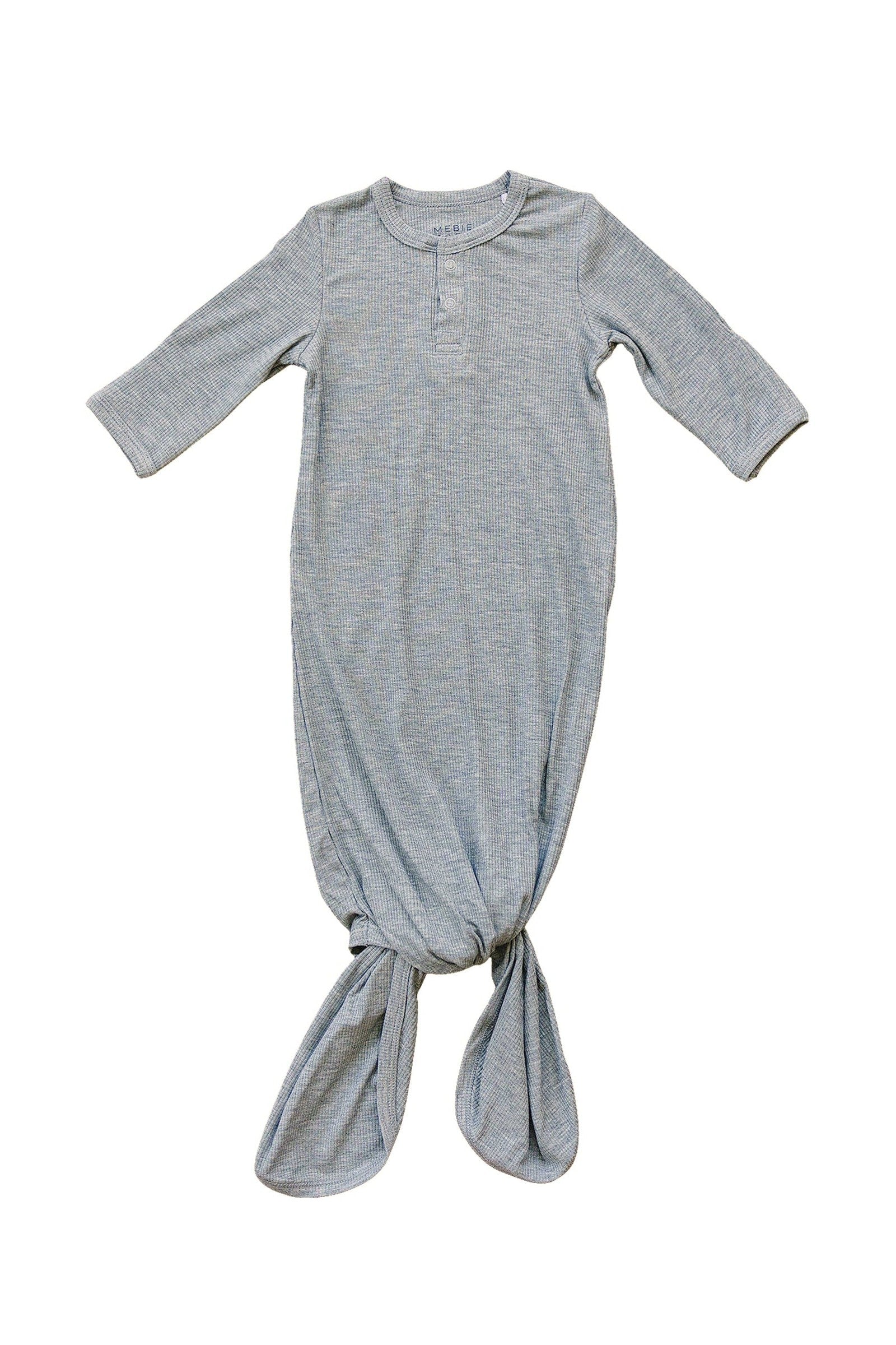 Heather Grey Ribbed Knot Gown, Bamboo, Baby Essentials