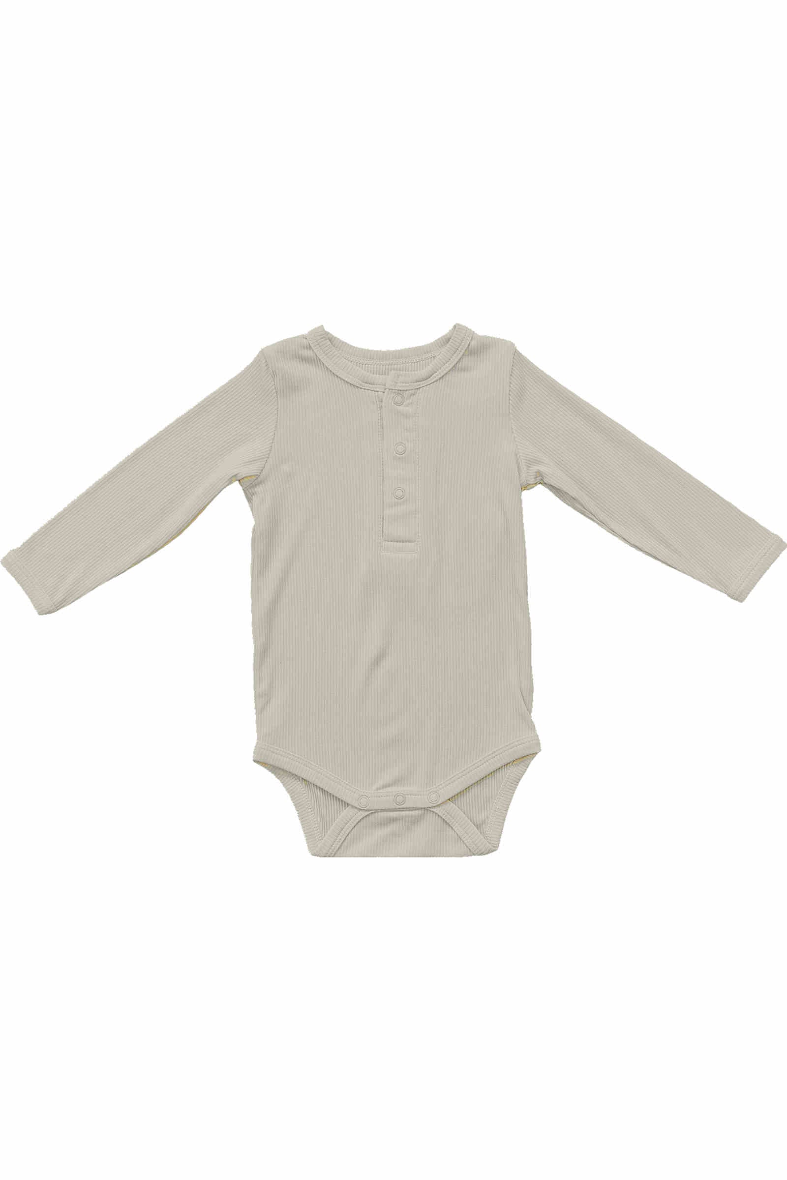Cream Snap Long Sleeve Ribbed Bodysuit, Bamboo, Baby Essentials