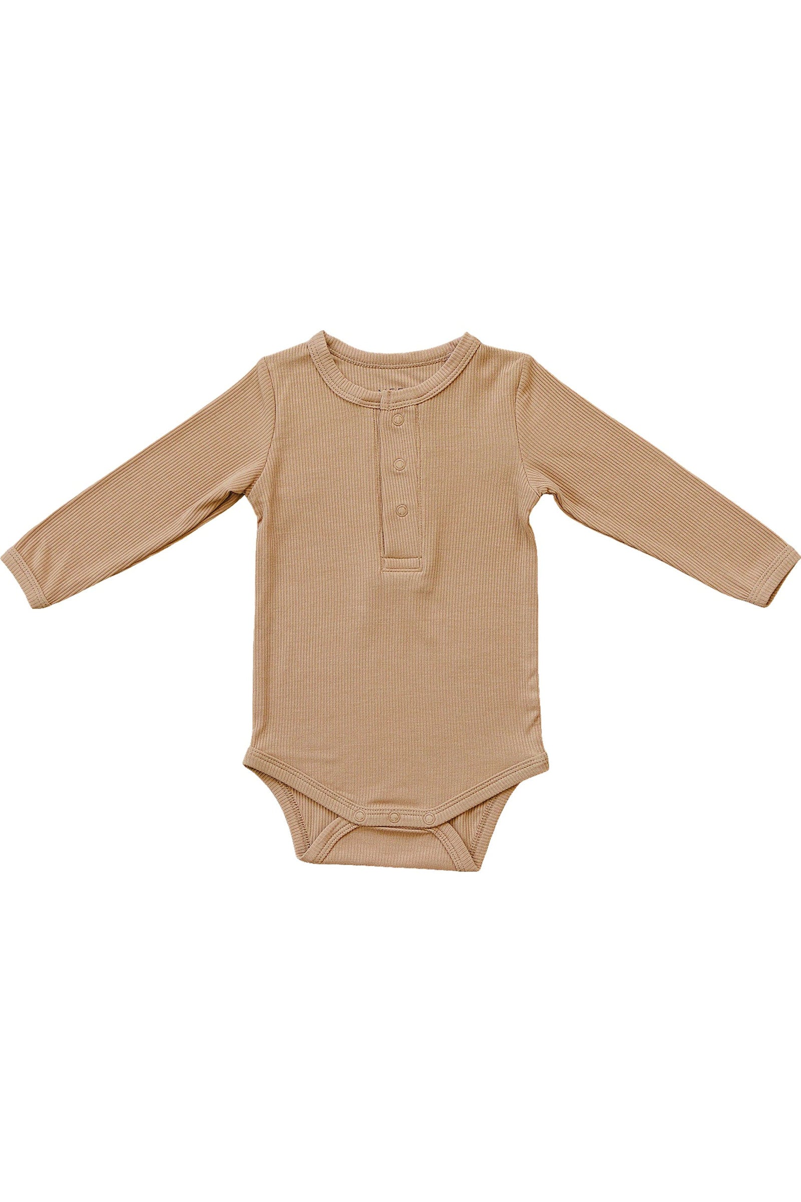 Latte Snap Long Sleeve Ribbed Bodysuit, Bamboo, Baby Essentials, Gender Neutral
