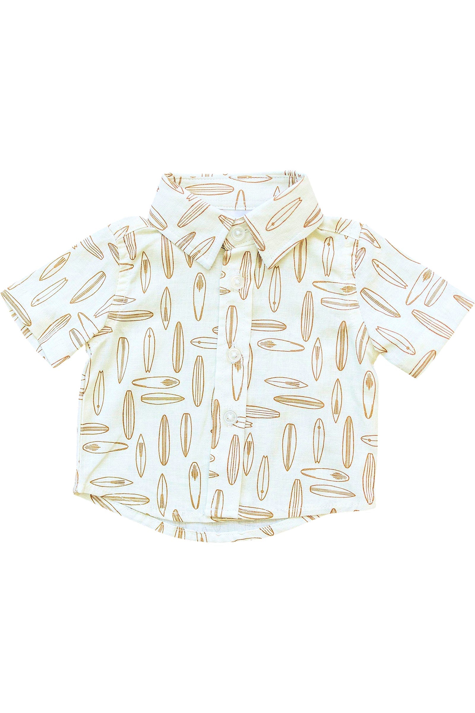 Surfboard Button Up Shirt, Linen Rayon, Baby, Toddler & Kids