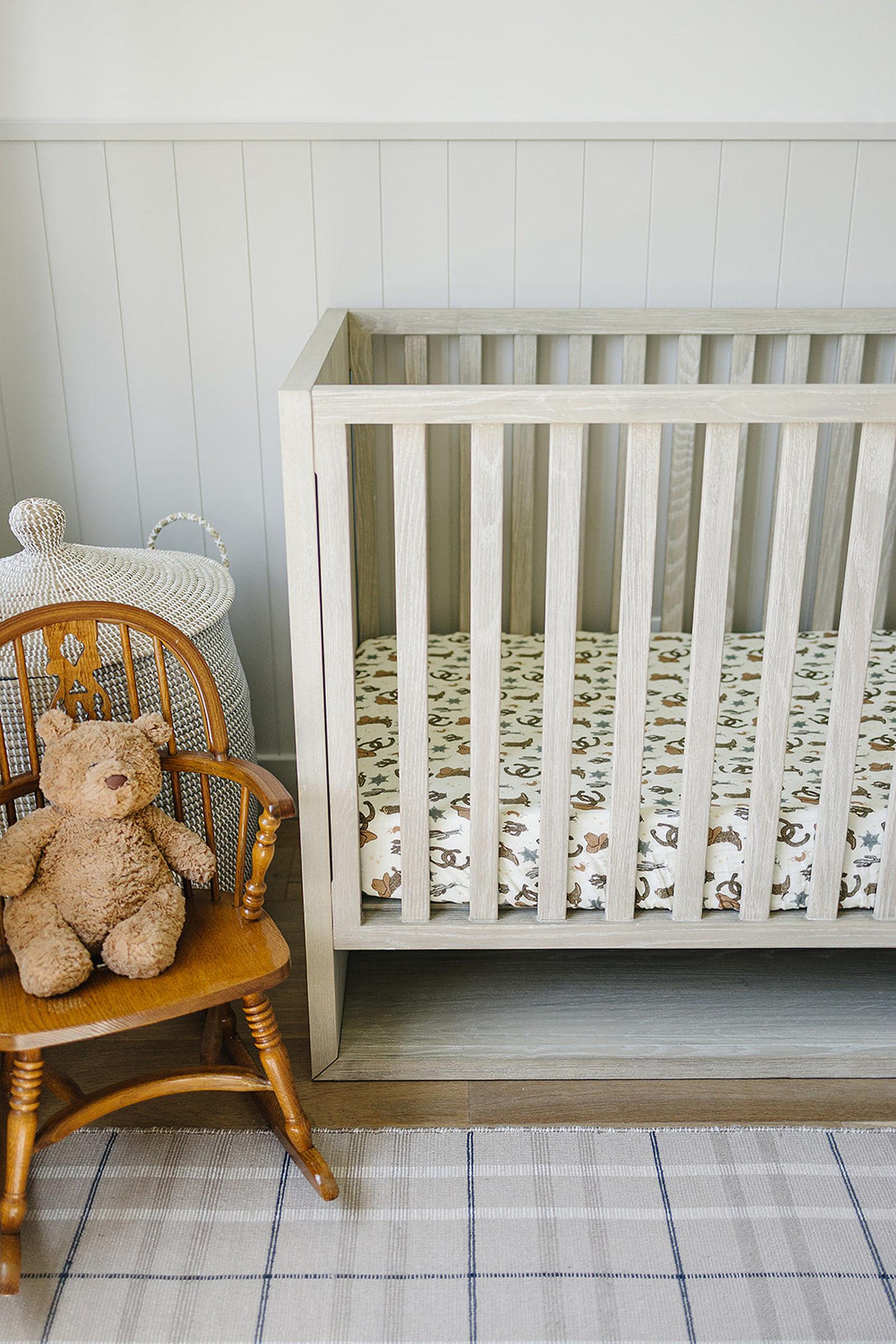 Outlaw Cowboy Muslin Crib Sheet, 100% Cotton, Rodeo Collection, Neutral Colors, Gender Neutral, Baby