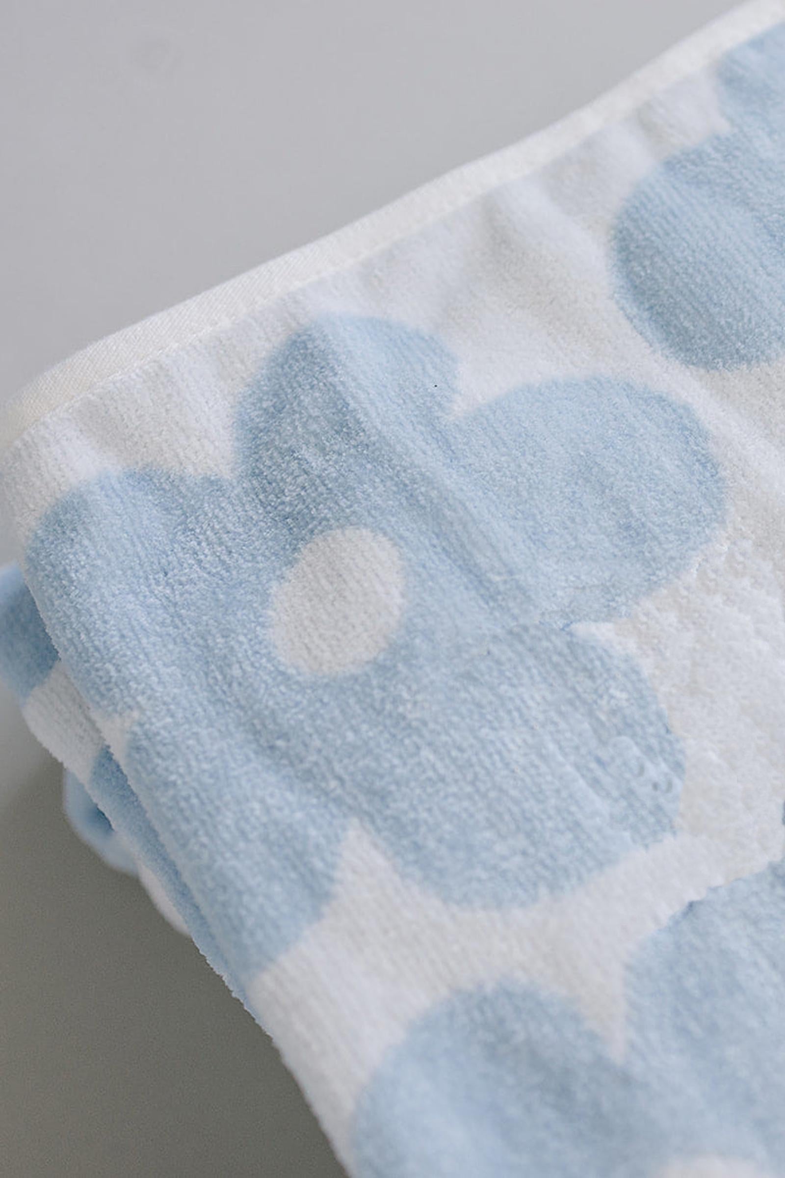 Coastal Floral Organic Cotton Beach Towel, Light Blue & White