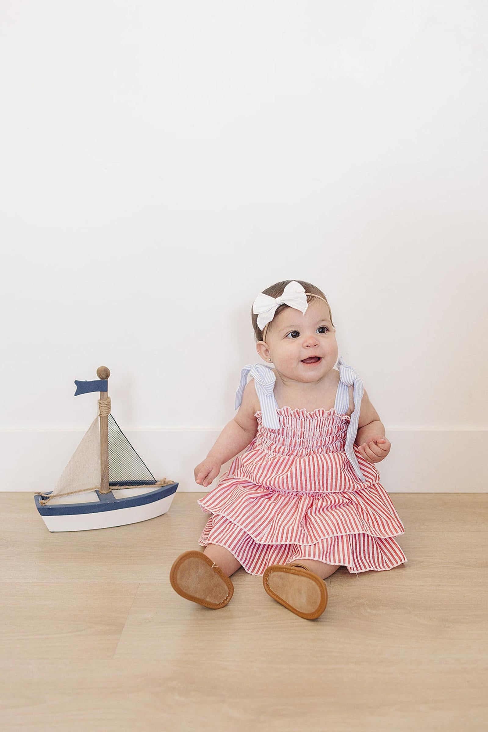 Patriotic Red Stripe Ruffle Dress, Cotton, Baby, Toddler & Kids