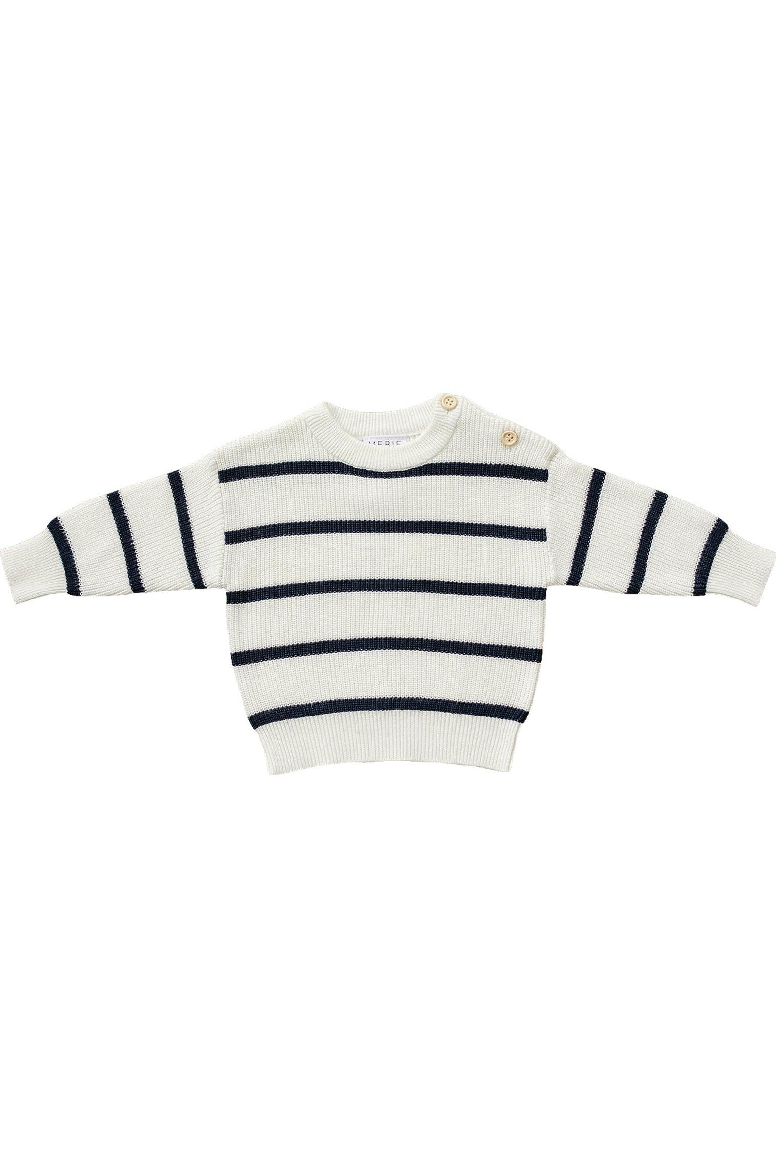 Navy Stripe Knit Sweater, 100% Cotton, Gender Neutral, Baby, Toddler & Kids