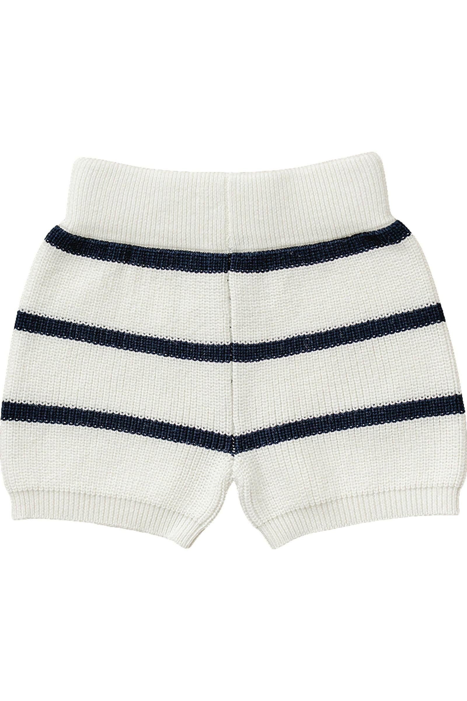 Navy Stripe Knit Shorts, 100% Cotton, Gender Neutral, Baby & Toddler, Family Matching Outfits