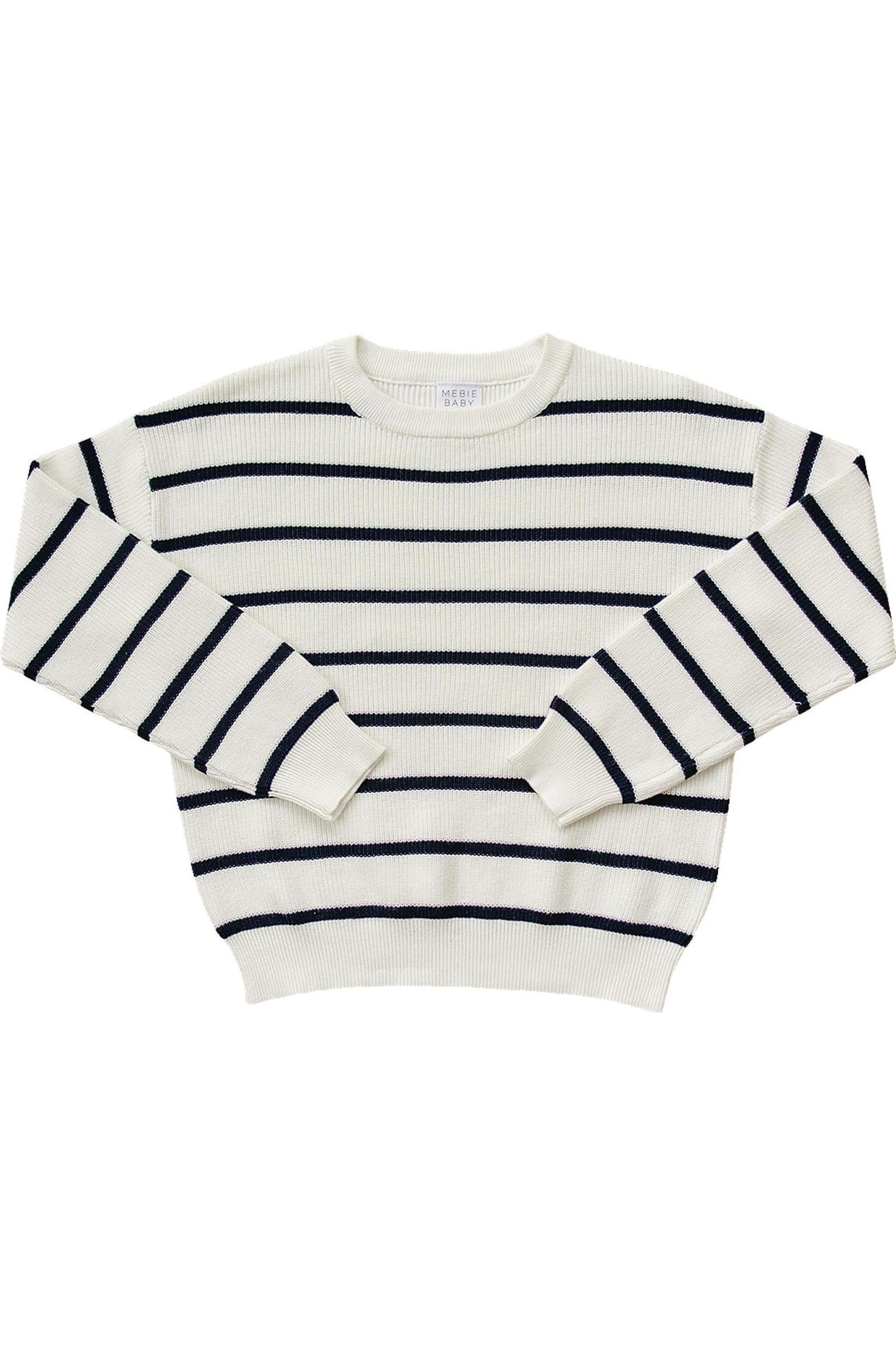 Navy Stripe Knit Sweater, 100% Cotton, Women, Family Matching Outfits
