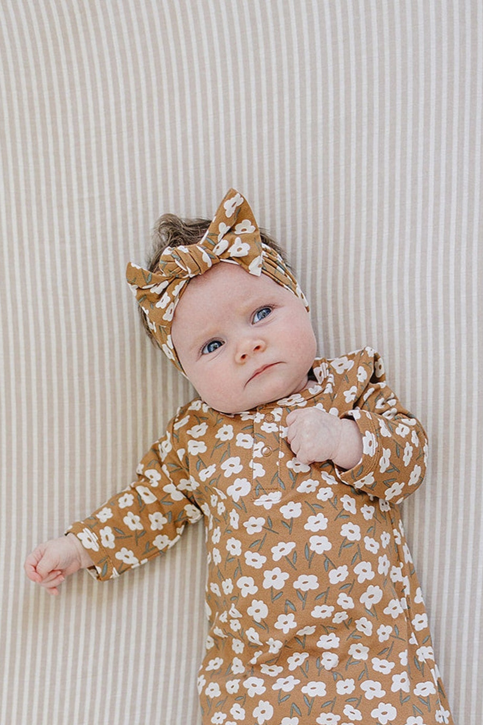 Mustard Floral Head Wrap, Bamboo, Baby