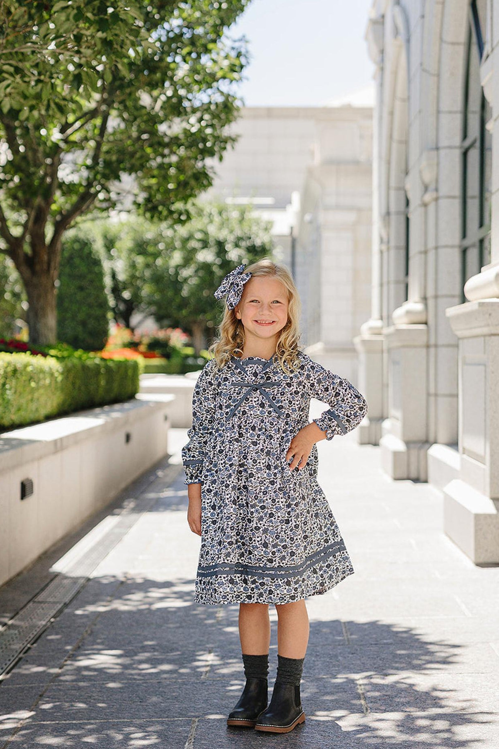 Timeless Floral Sailor Dress For Girls, Cotton, Sizes 0-8