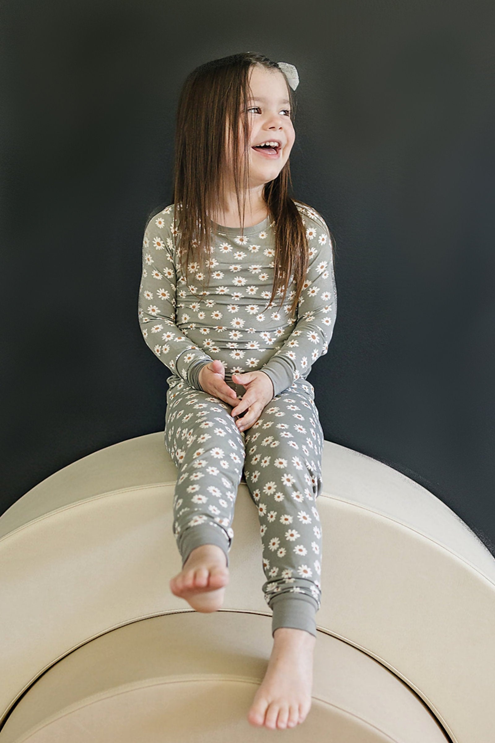 Light Green Daisy Cozy Pajama Set, Bamboo, Baby Essentials