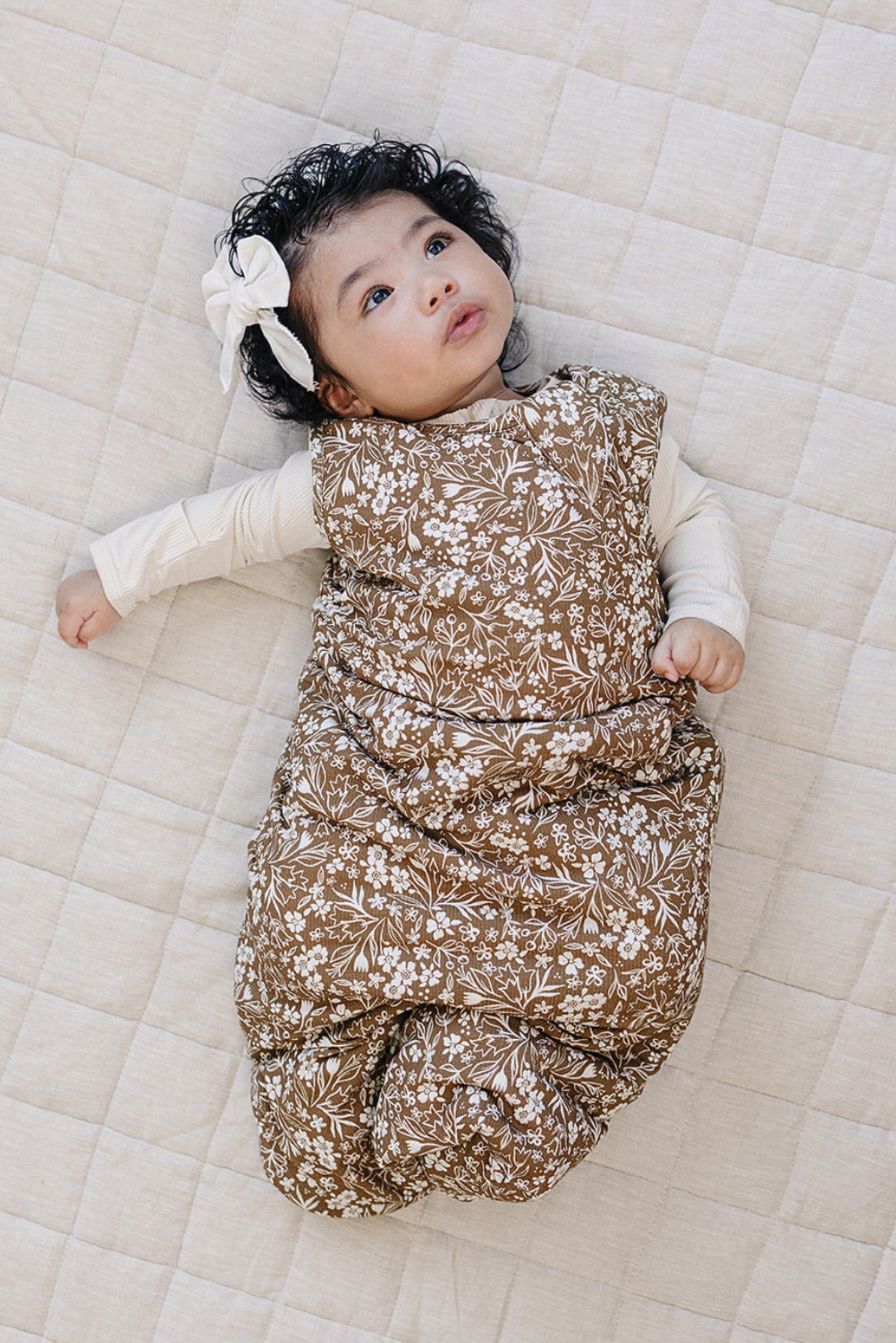 Brown Floral Bamboo Baby Sleep Sack