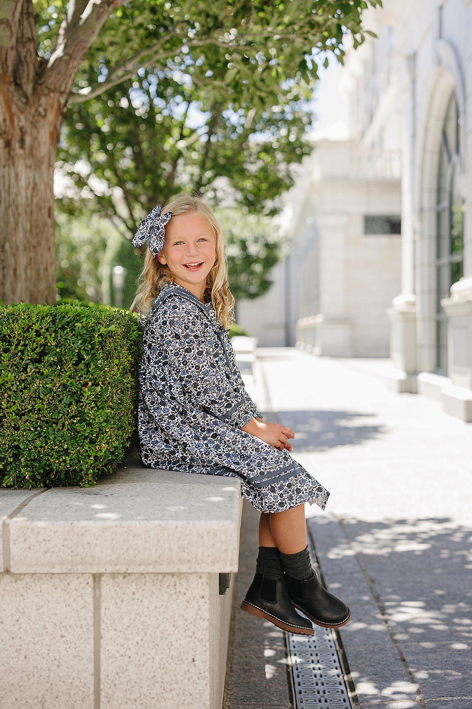 Timeless Floral Sailor Dress For Girls, Cotton, Sizes 0-8