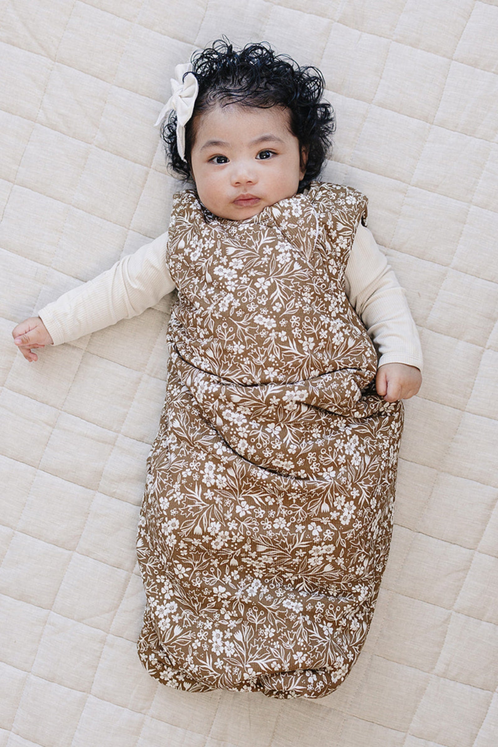 Brown Floral Bamboo Baby Sleep Sack